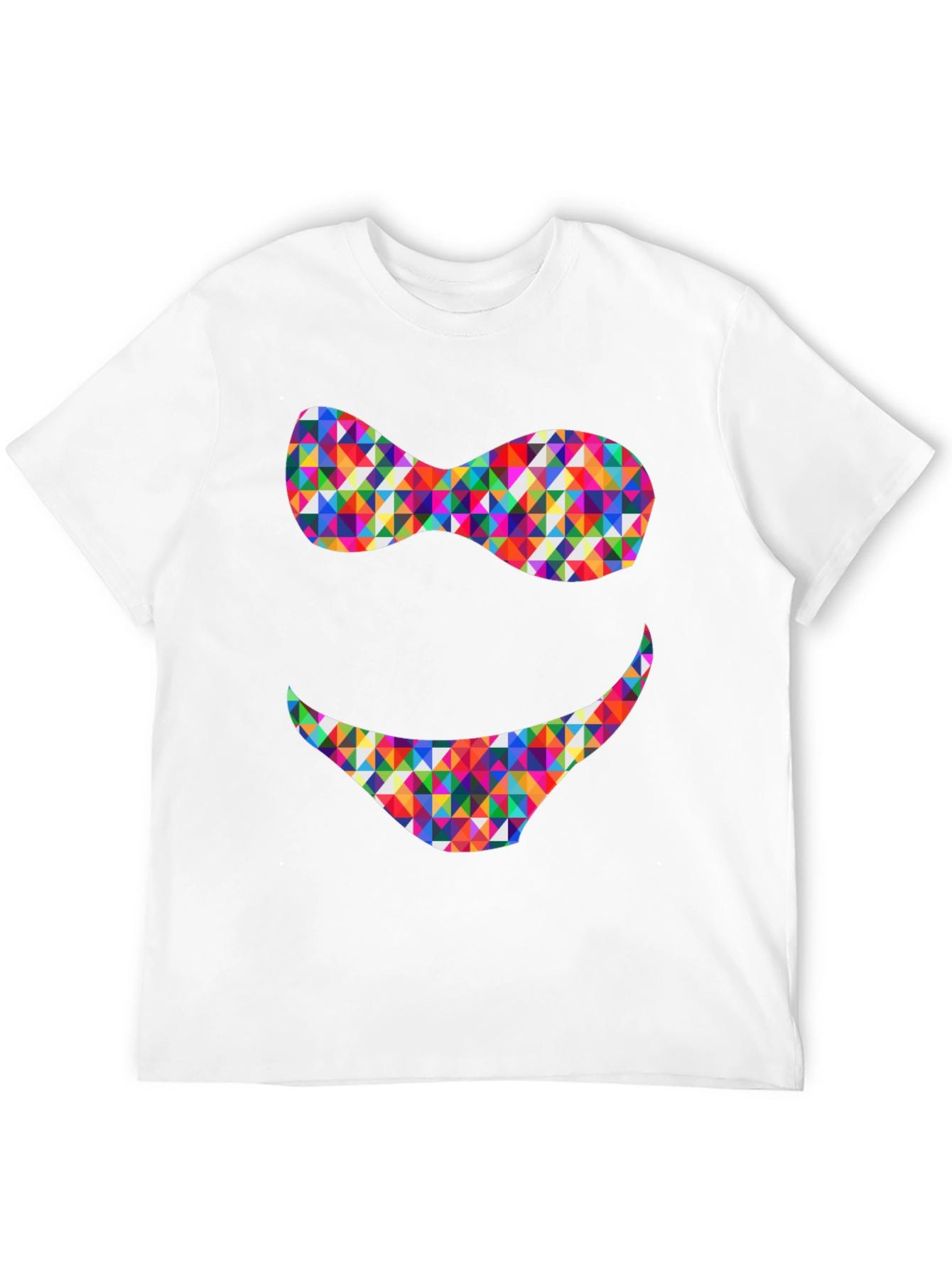Black Colorful Triangle Smile Graphic Tee - Soft Cotton Blend view 12