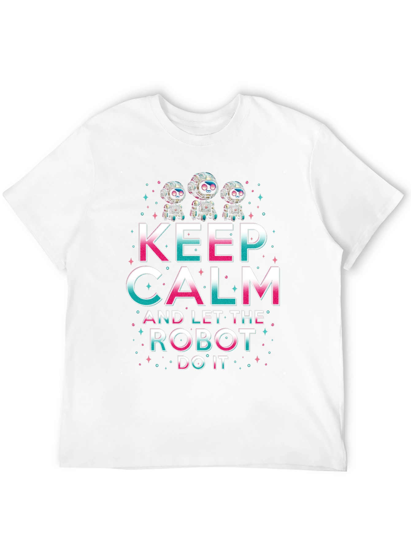 Black Keep Calm Robot T-Shirt - Funny Graphic Tee view 12