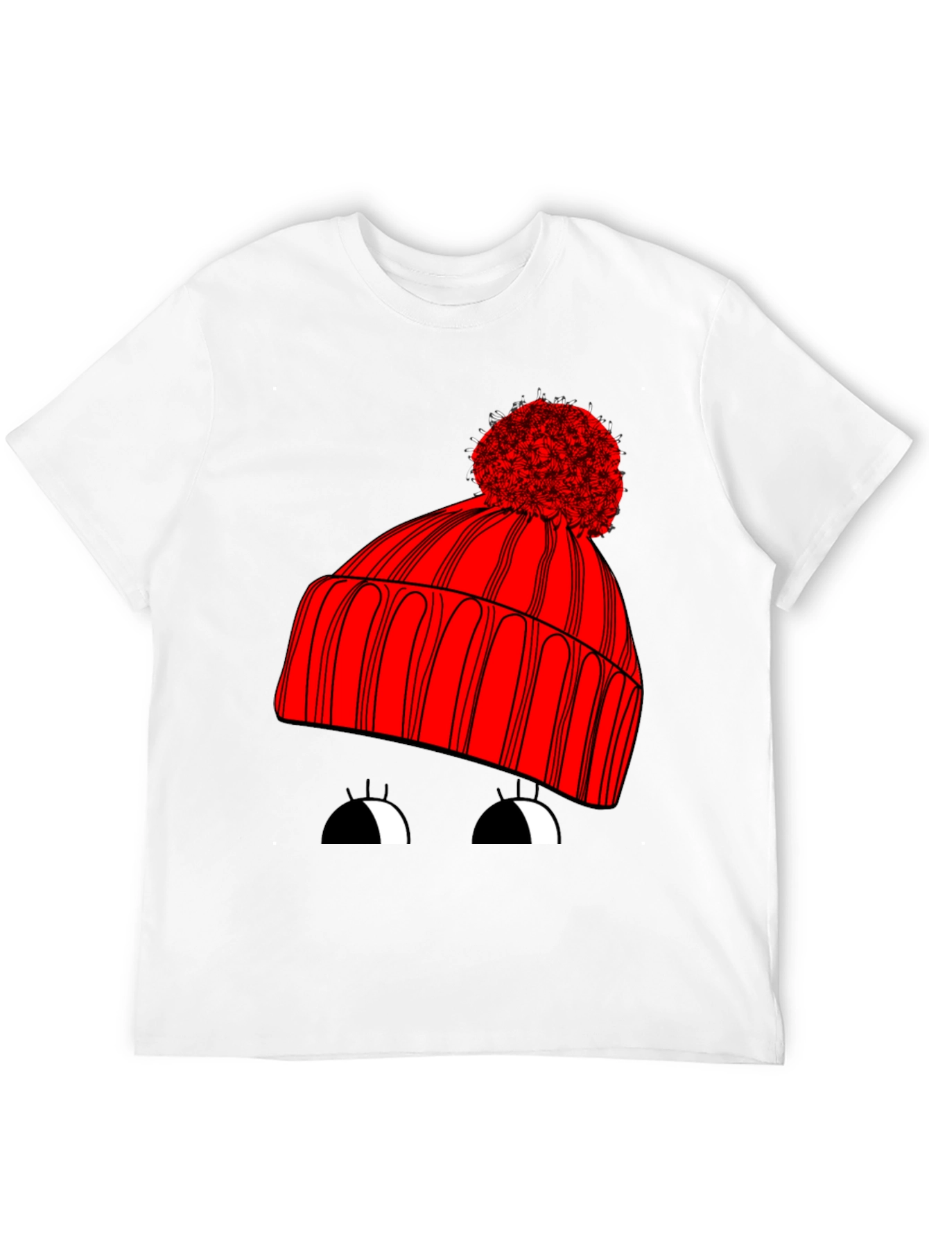 Black Whimsical Winter Hat Graphic Tee - Unisex Black T-Shirt view 12