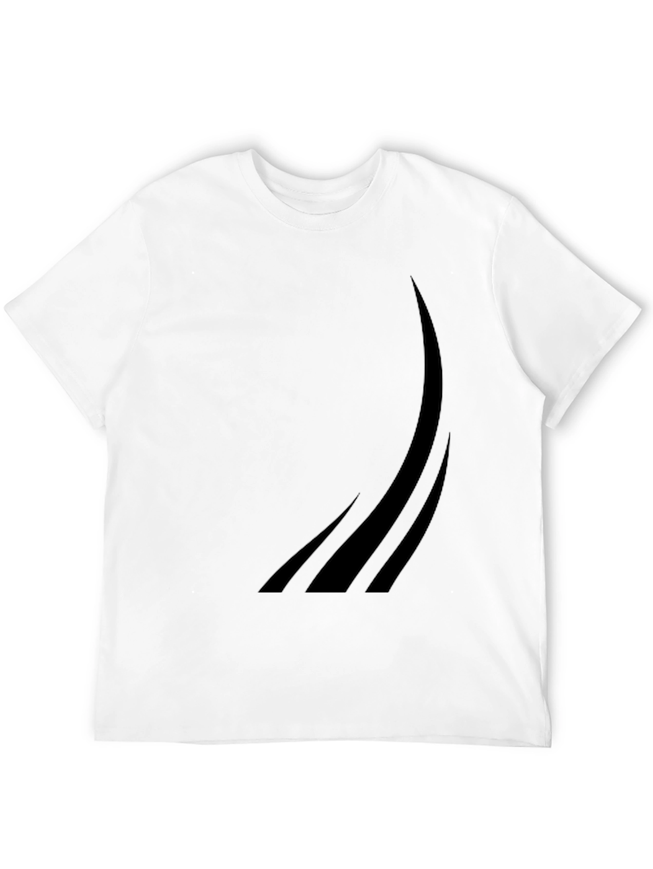 Black Men's Black Graphic Tee - Modern Curved Design view 12
