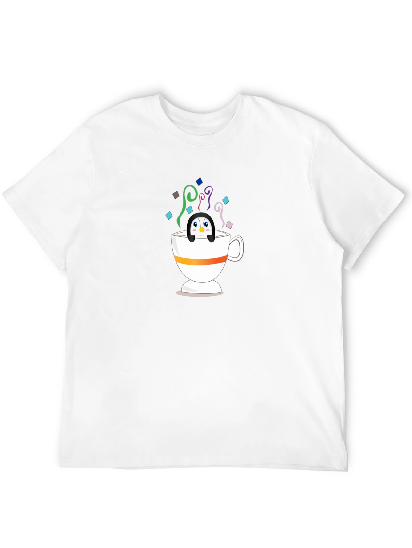 Black Penguin in Teacup Graphic Tee - Whimsical & Fun! view 12