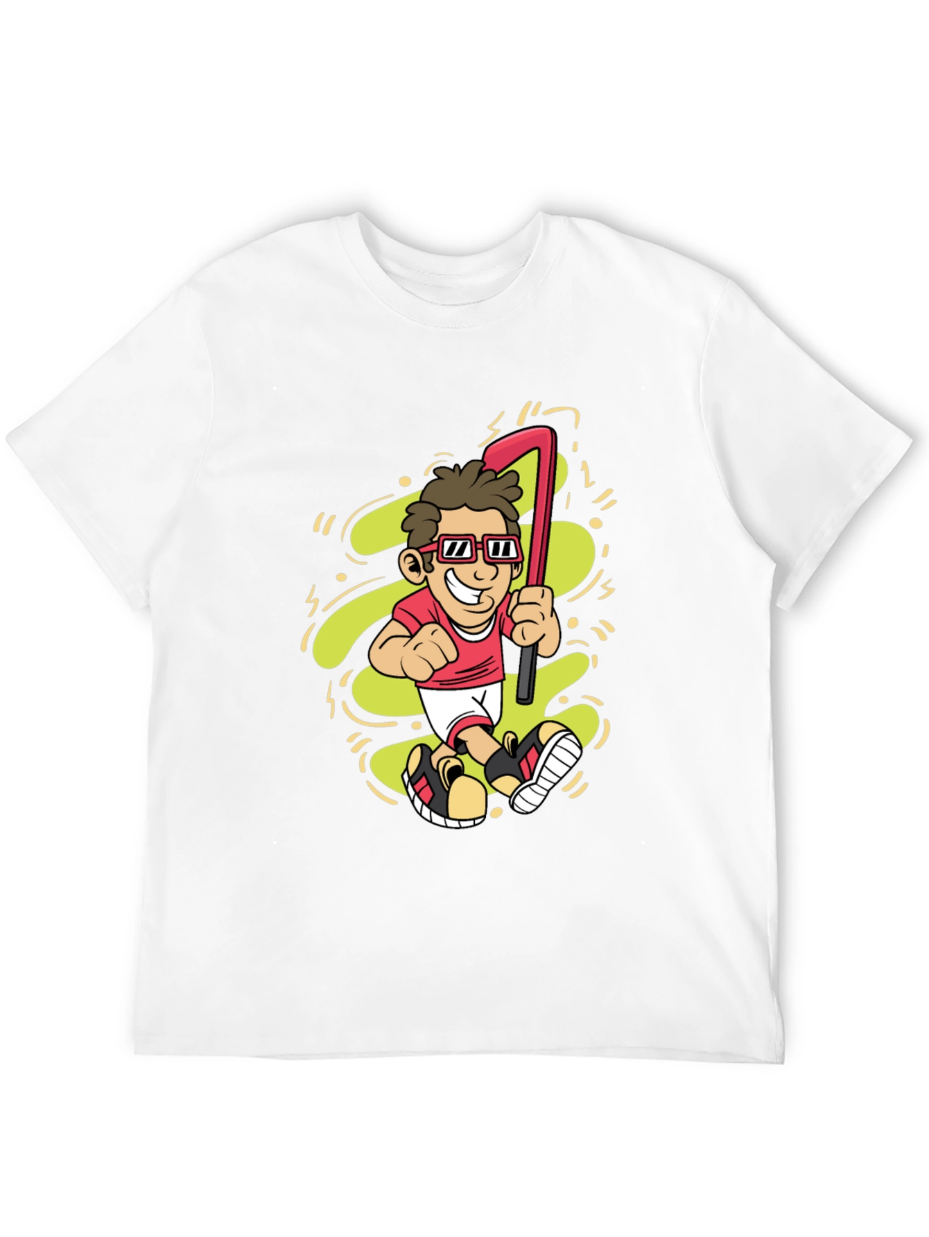 Black Cartoon Golfer Graphic Tee - Black Casual T-Shirt view 12