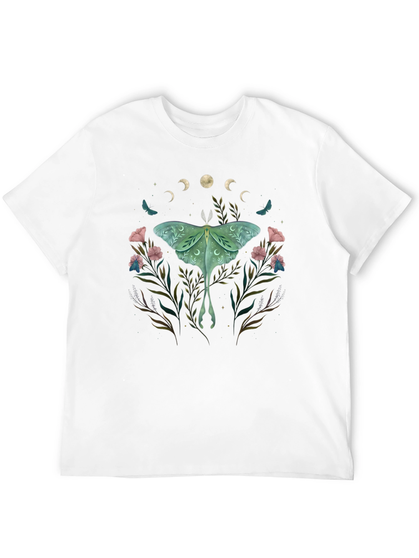 Black Luna Moth Floral T-Shirt view 12