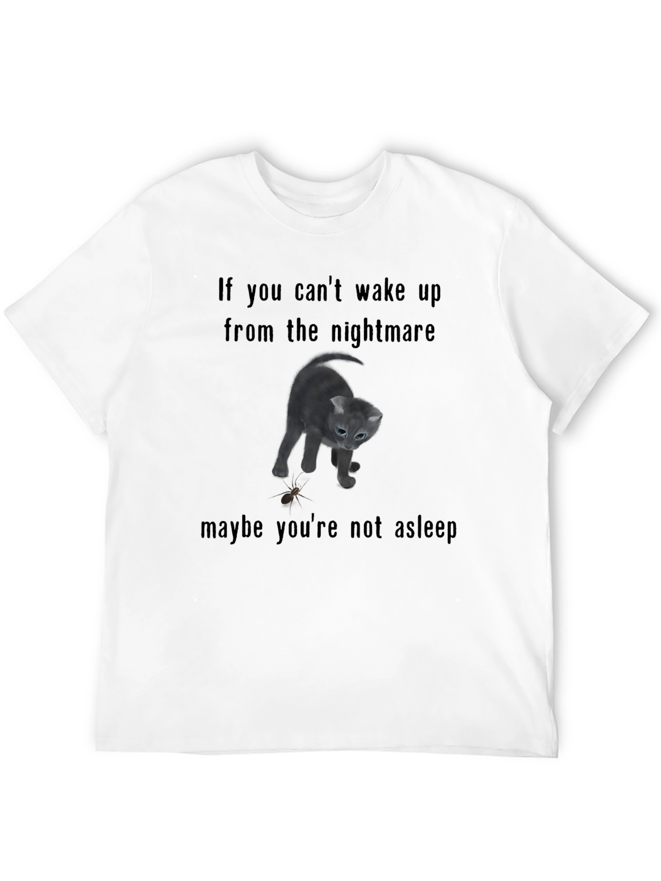 Black Nightmare Kitten Graphic Tee - Soft Black T-Shirt view 12