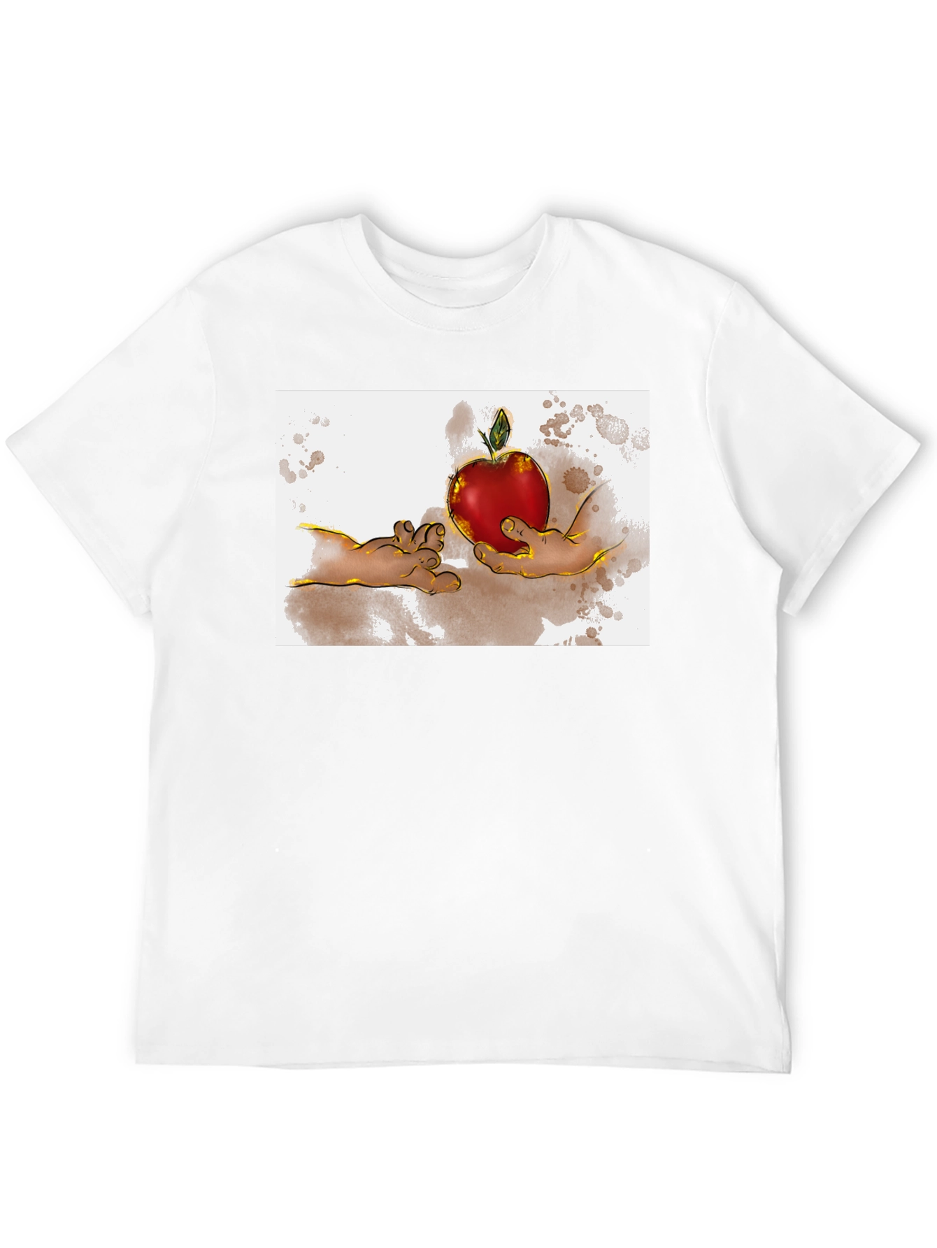 Black Creation of Adam Apple Graphic T-Shirt view 12
