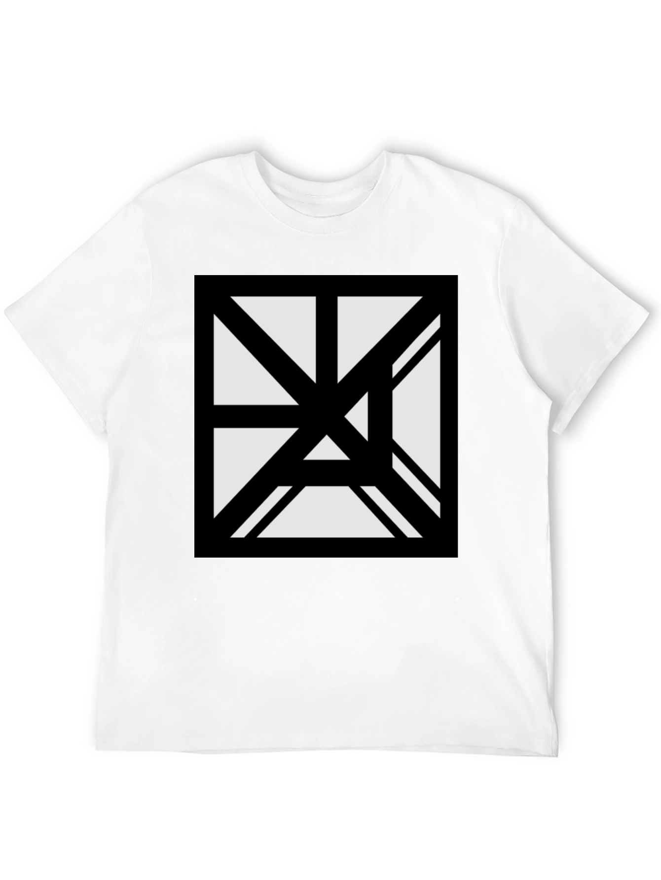 Black Abstract Geometric Graphic Black T-Shirt view 12