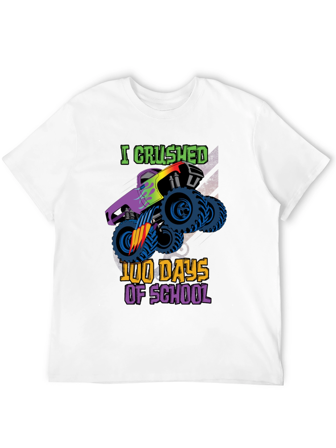 Black Crushed 100 Days of School Monster Truck T-Shirt view 12