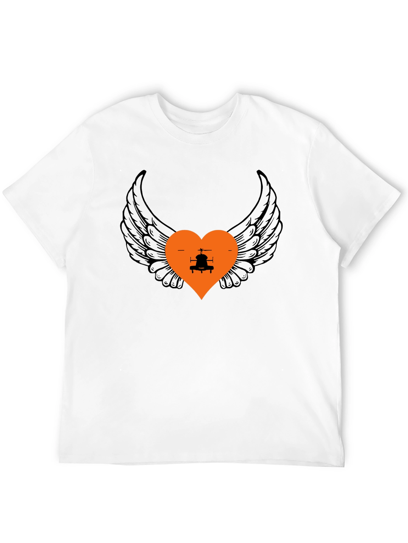 Black Wings and Heart Helicopter Graphic Tee view 12
