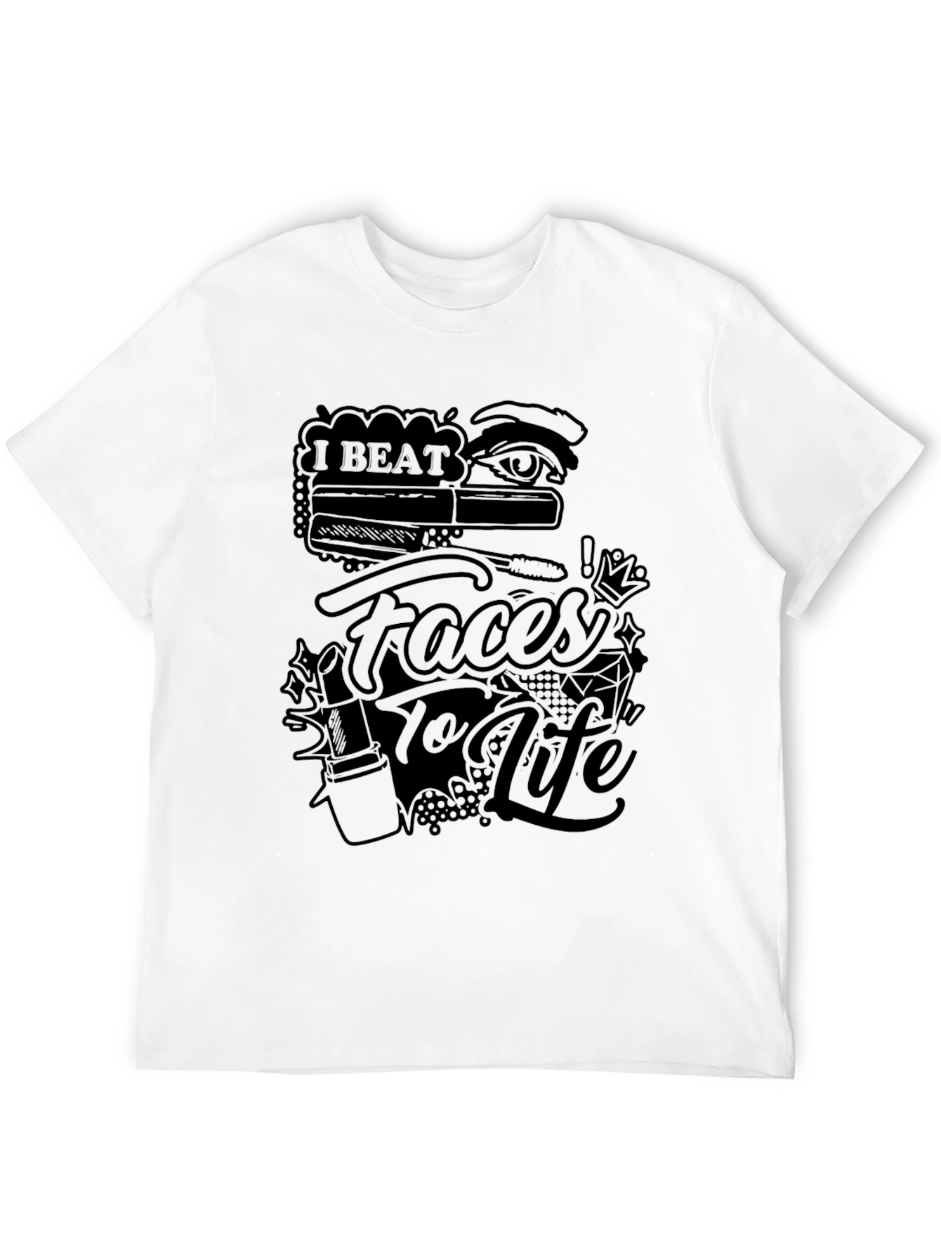 Black I Beat Faces to Life Graphic T-Shirt - Makeup Artist Tee view 12