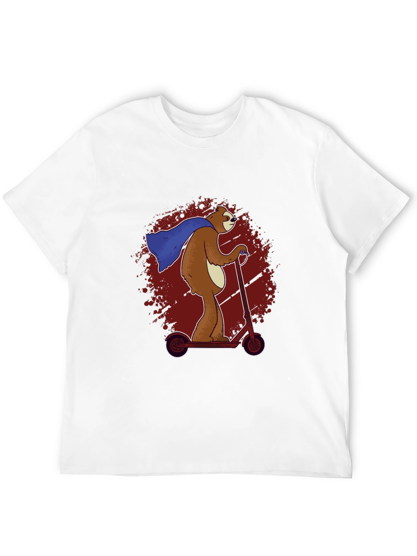 Black Superhero Sloth Scooter T-Shirt -  Funny Sloth Cape Design view 12