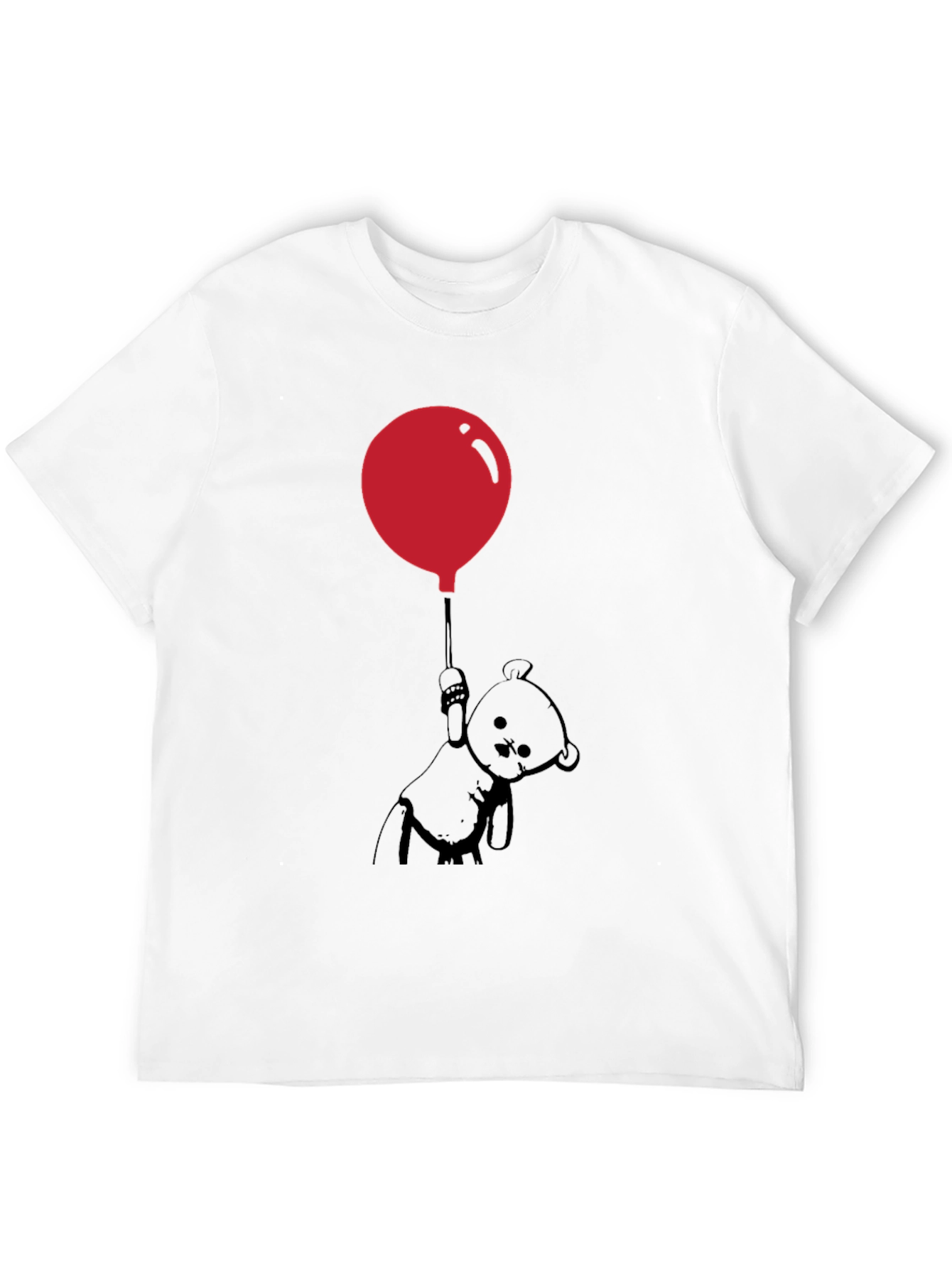 Black Whimsical Teddy Bear Balloon Graphic Tee - Black view 12