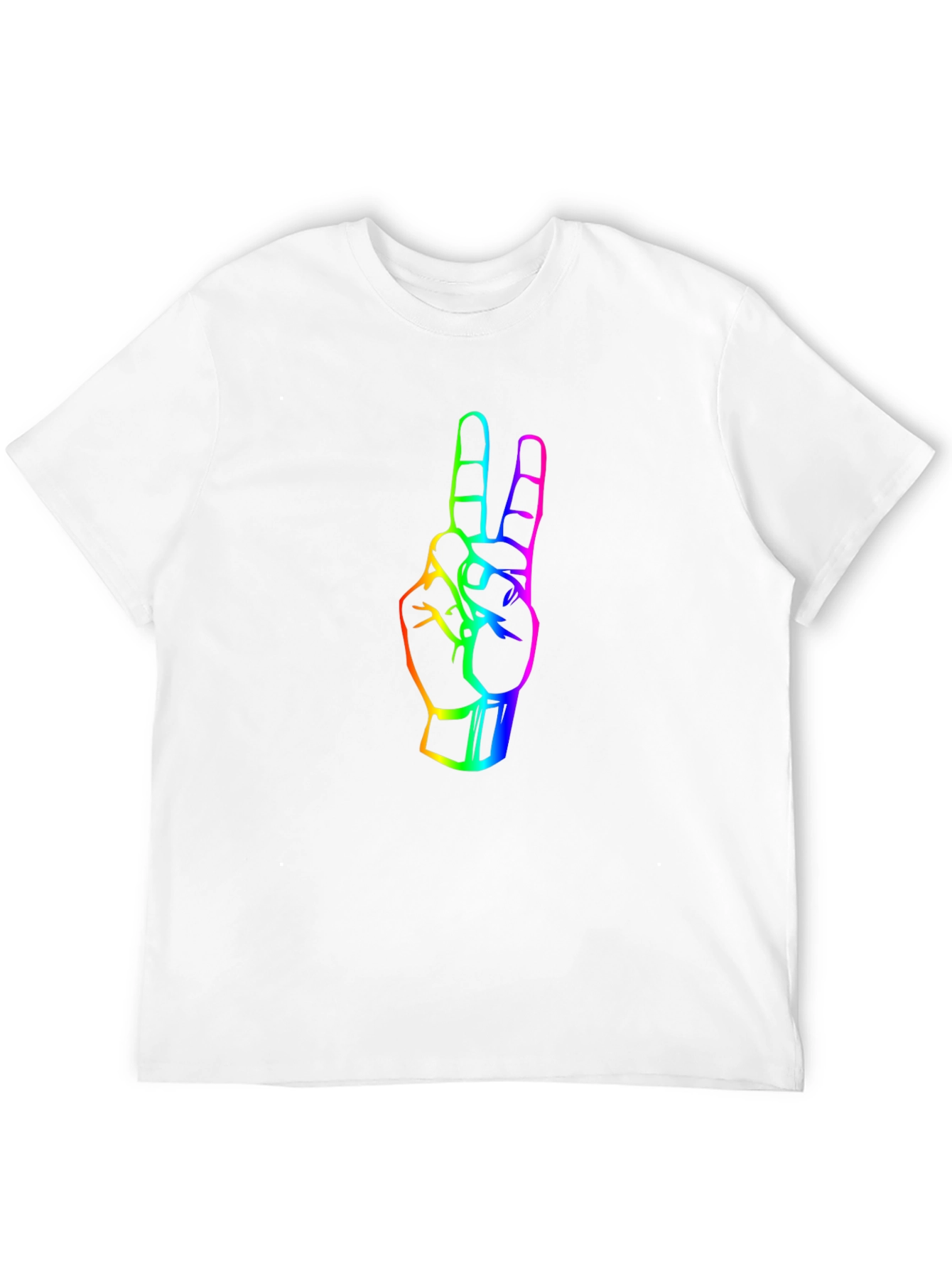 Black Rainbow Peace Sign Graphic Tee - Black Cotton T-Shirt view 12