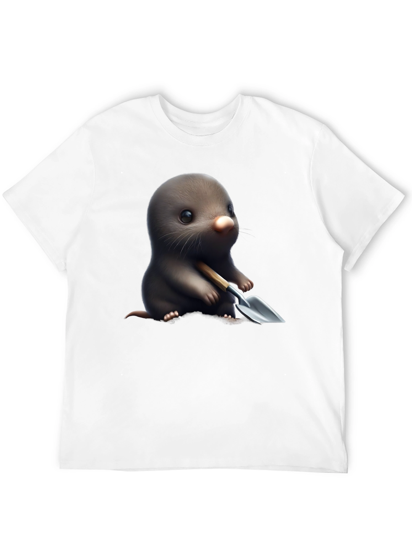 Black Cute Mole with Shovel Graphic T-Shirt view 12