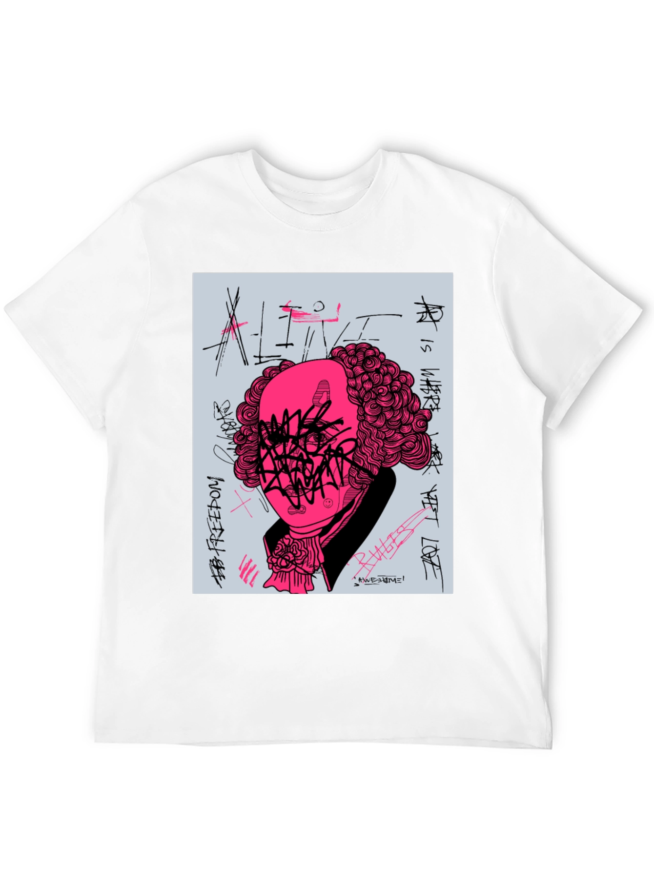 Black Graphic Print T-Shirt - Street Art Design view 12