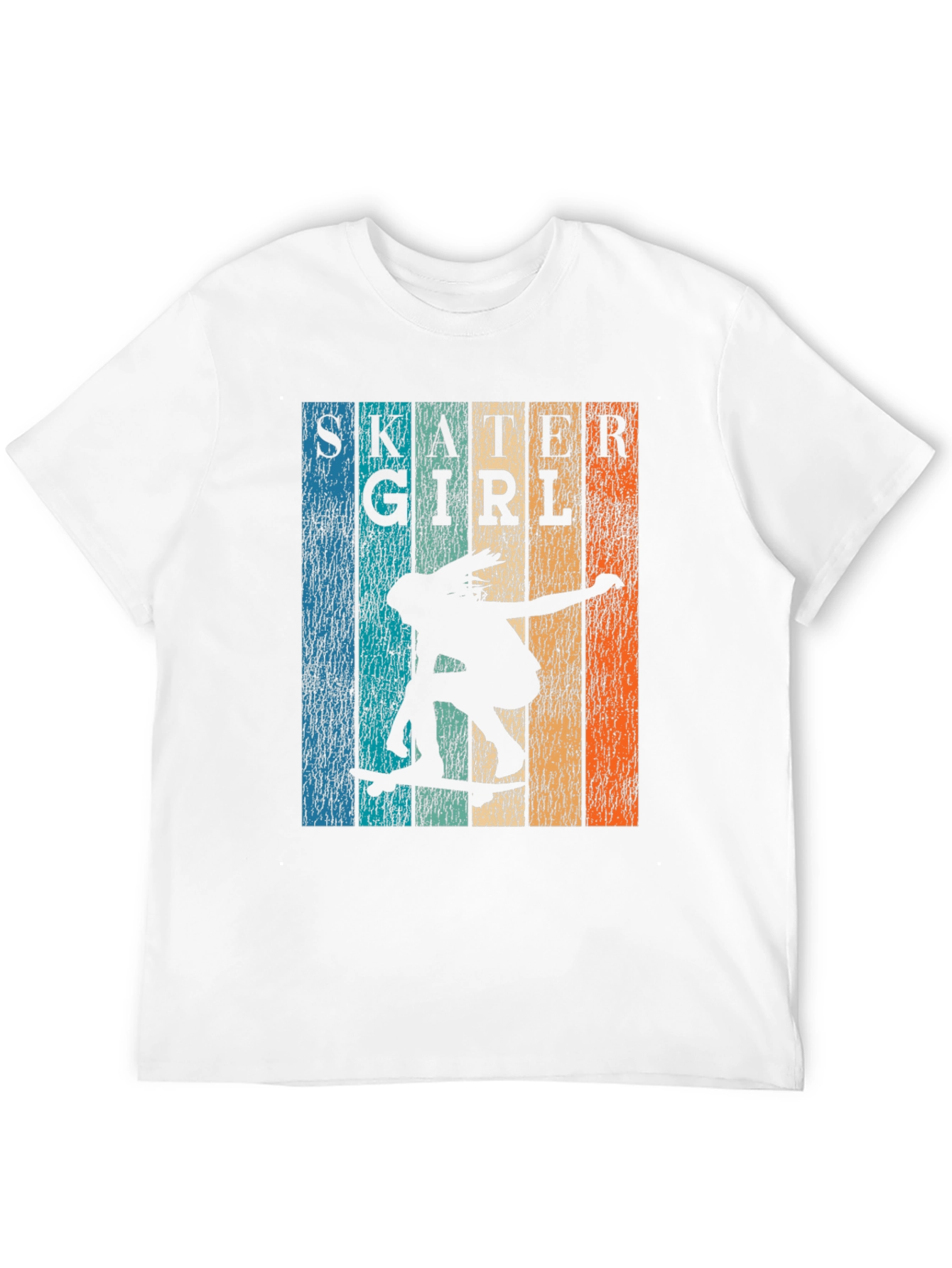 Black Skater Girl Retro Graphic T-Shirt view 12