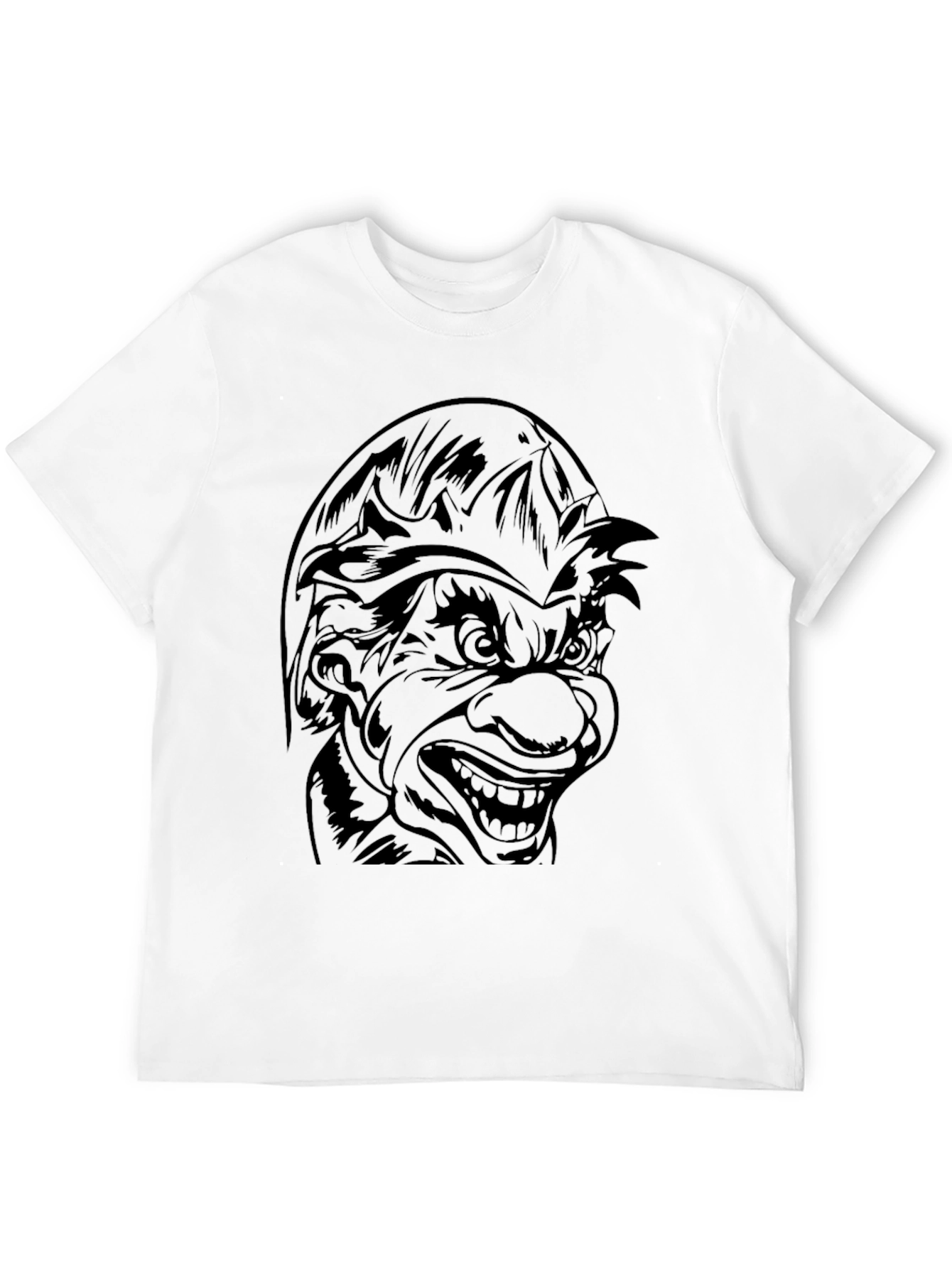 Black Men's Black T-Shirt - Goblin Face Graphic Tee view 12