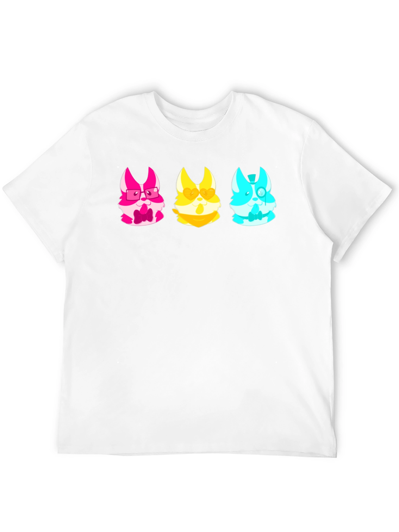 Black Trendy Tee with Kawaii Animal Character Trio view 12