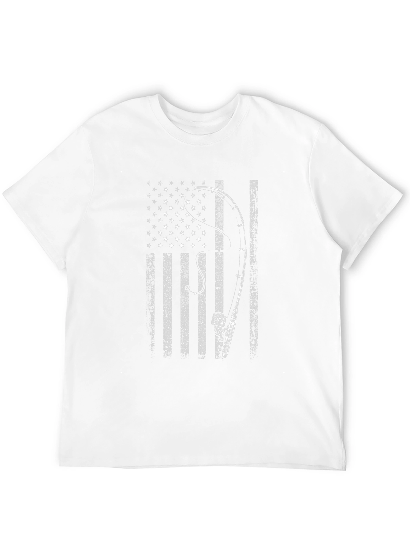 Black American Flag Fishing Rod T-Shirt - Patriotic Angler Tee view 12