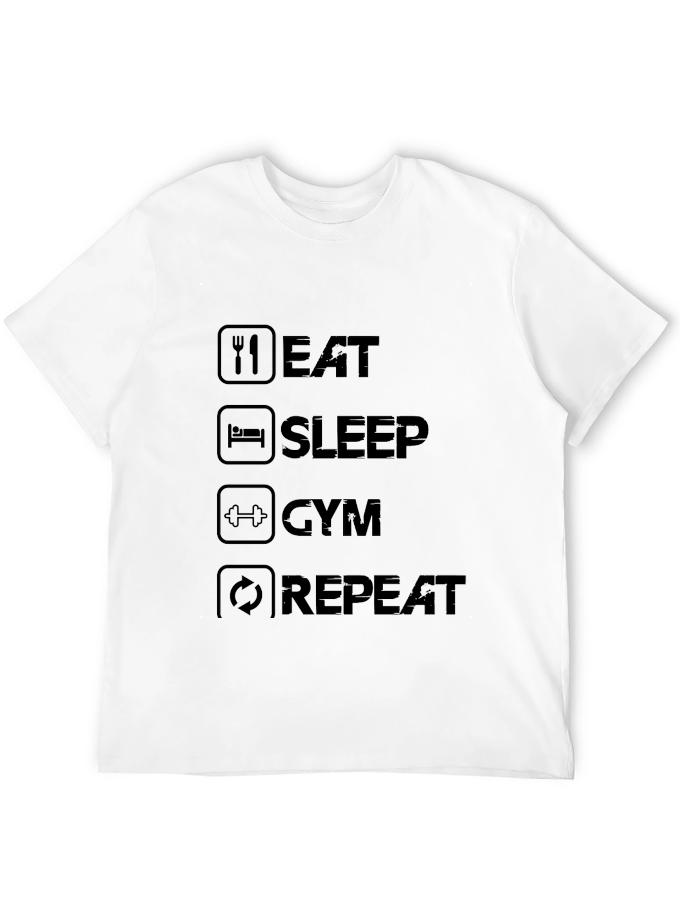 Black Eat Sleep Gym Repeat Black Graphic Tee view 12