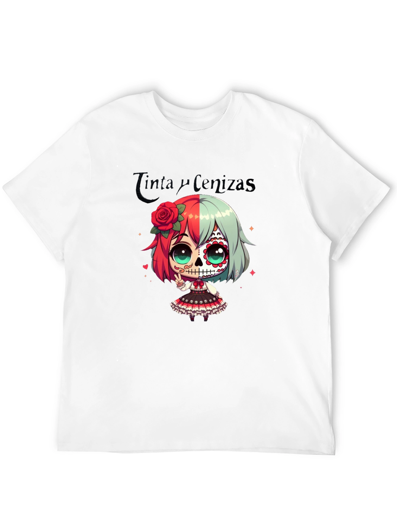 Black Sugar Skull Girl Anime T-Shirt view 12