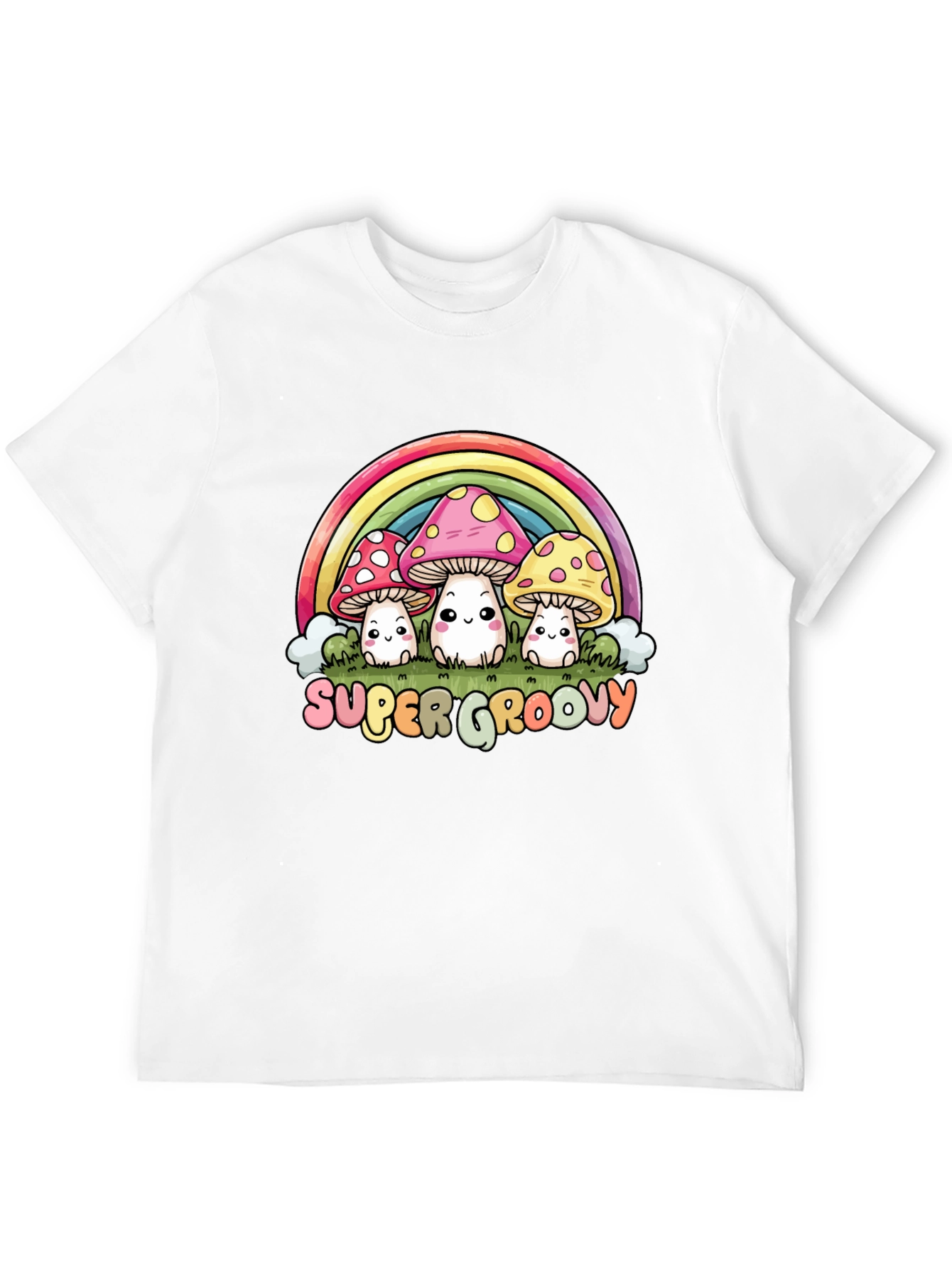 Black Super Groovy Mushroom Rainbow Graphic Tee view 12