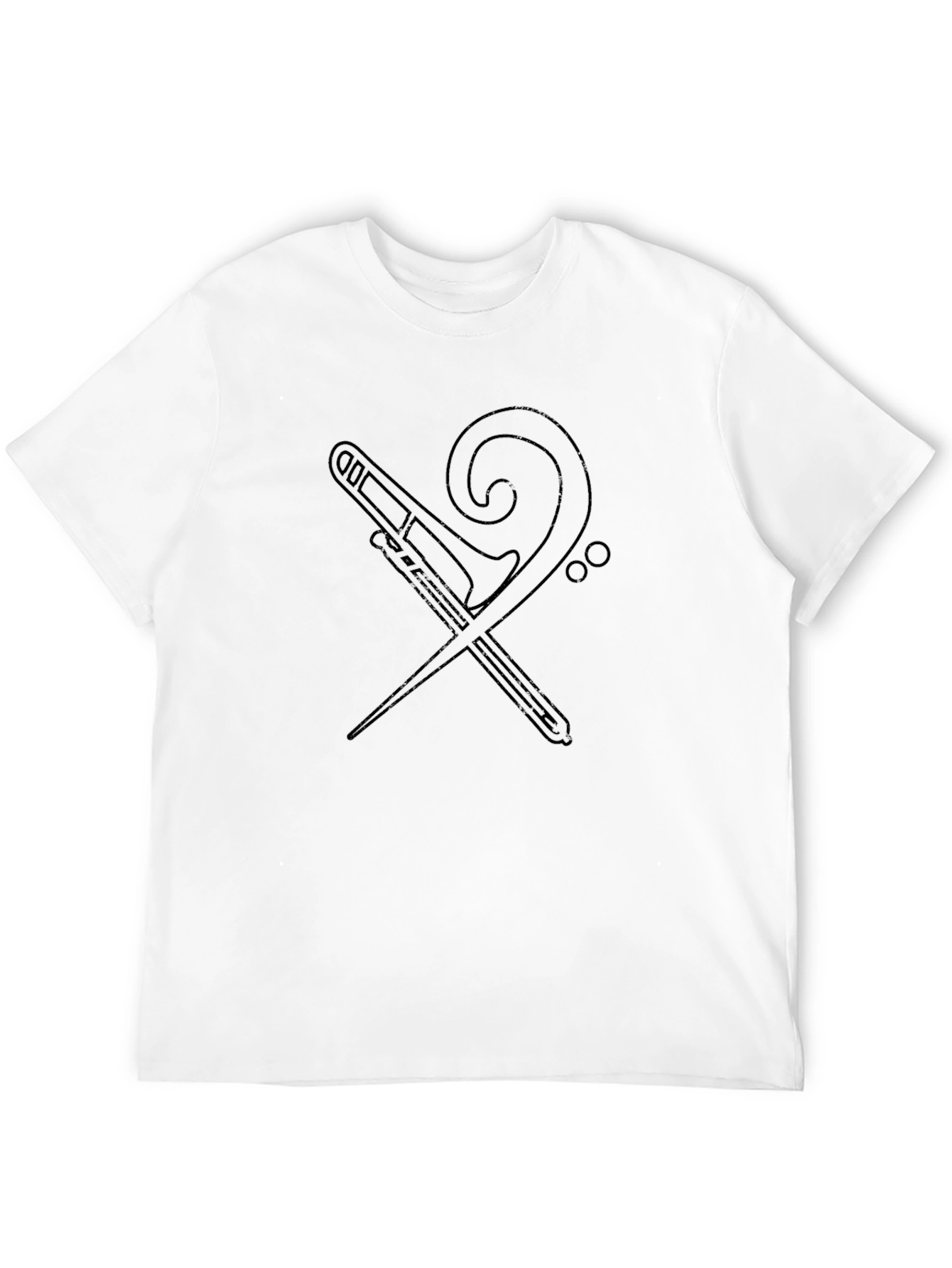 Black Music Lover Tee - Trombone & Bass Clef Graphic Black T-Shirt view 12