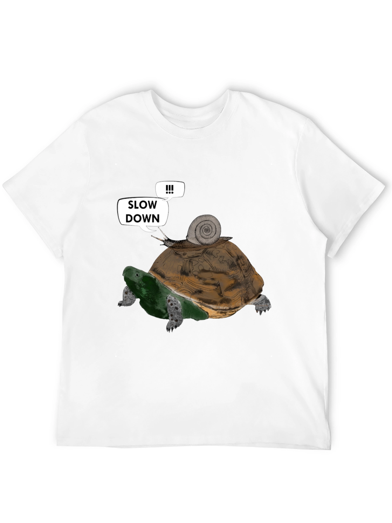 Black Slow Down Funny Turtle and Snail Graphic T-Shirt view 12