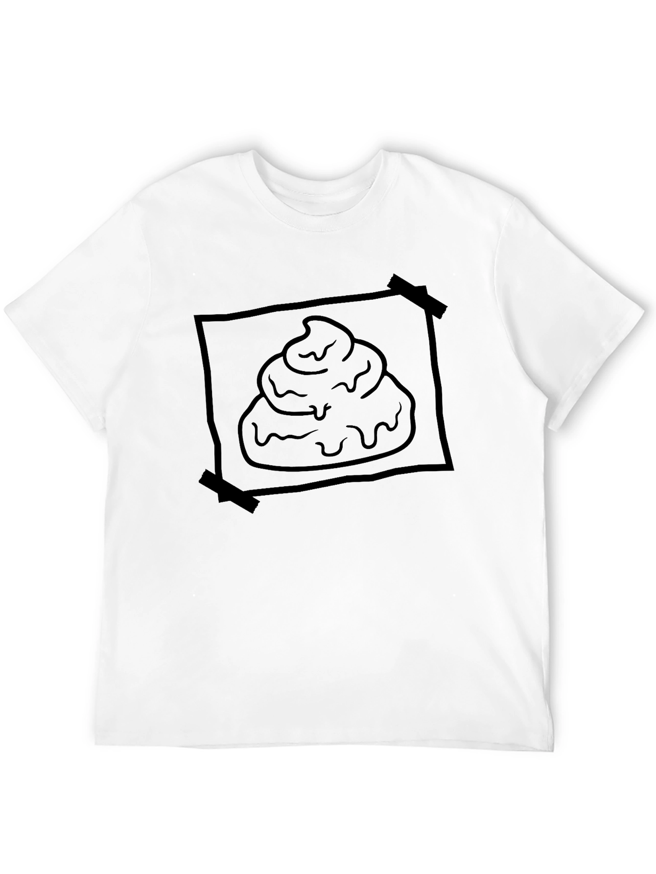 Black Poop Emoji Framed Men's Black Graphic T-Shirt view 12