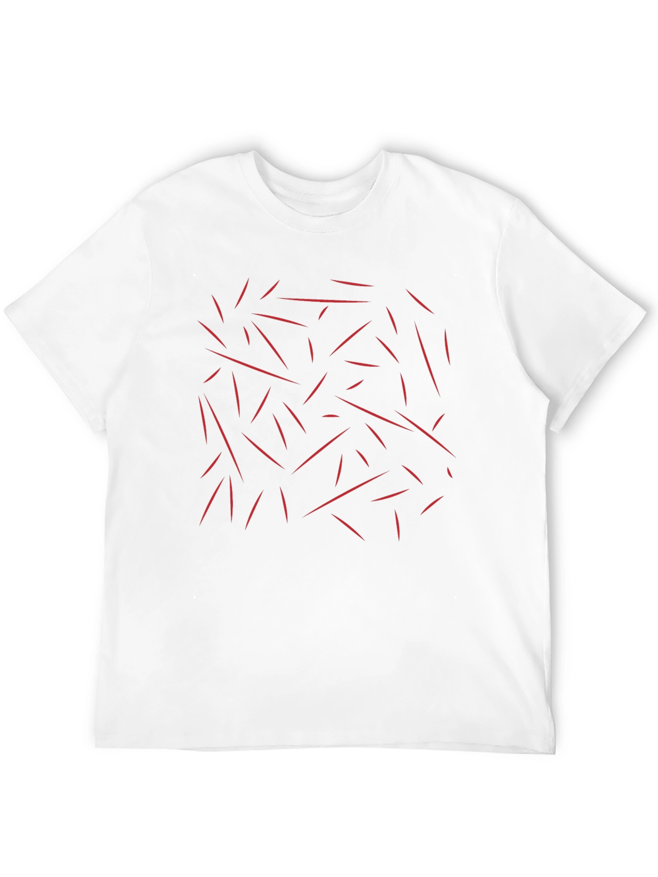Black Abstract Red Lines Pattern Black T-Shirt view 12