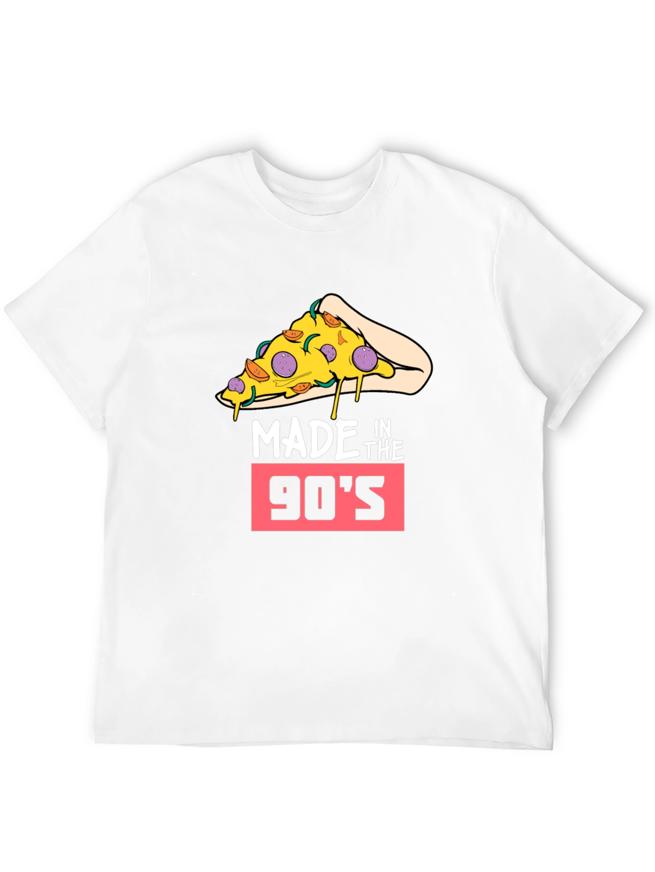 Black Made in the 90's Pizza Slice T-Shirt - Retro Style view 12