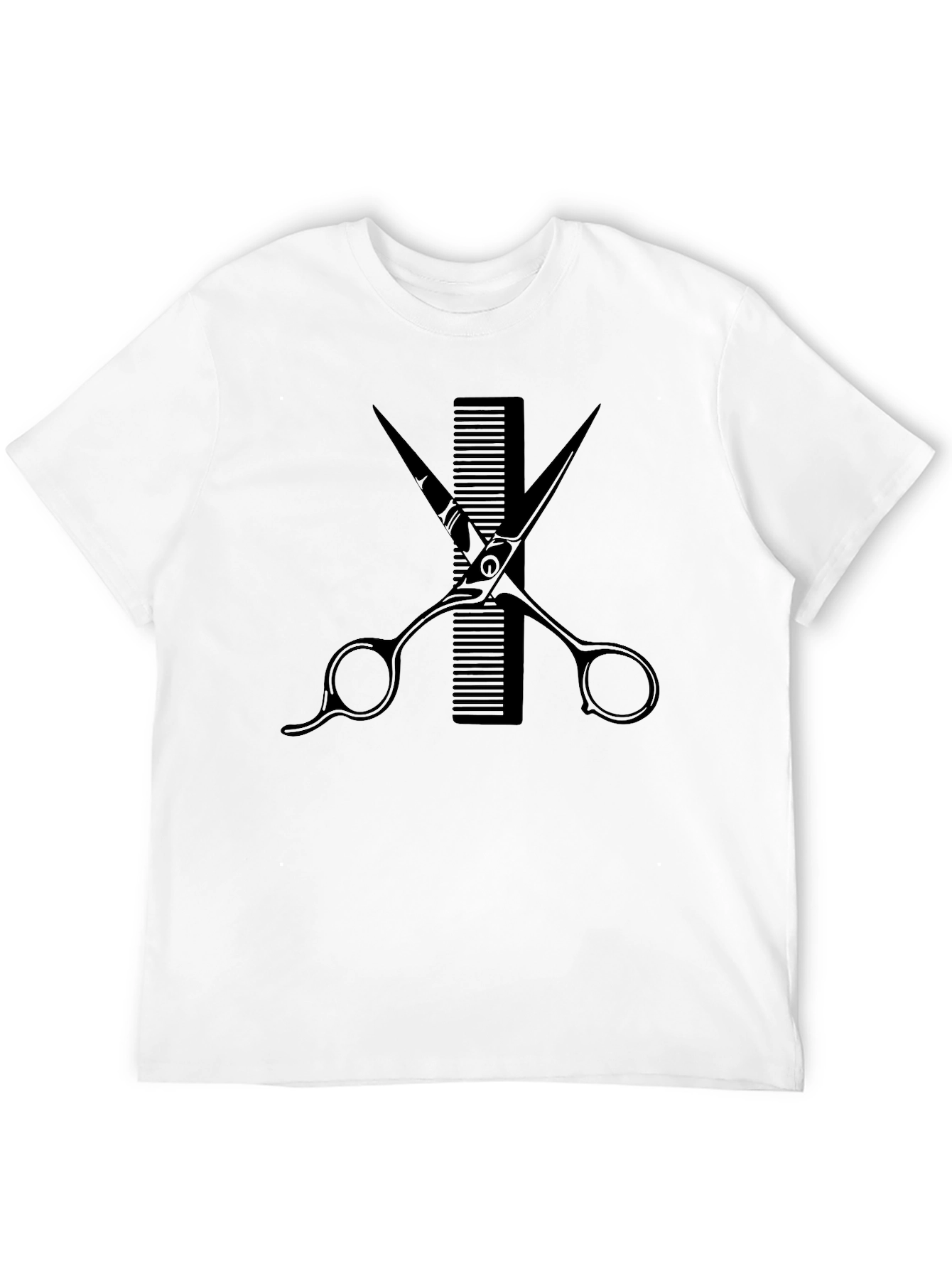 Black Barber Scissors & Comb Graphic Tee - Black Cotton view 12