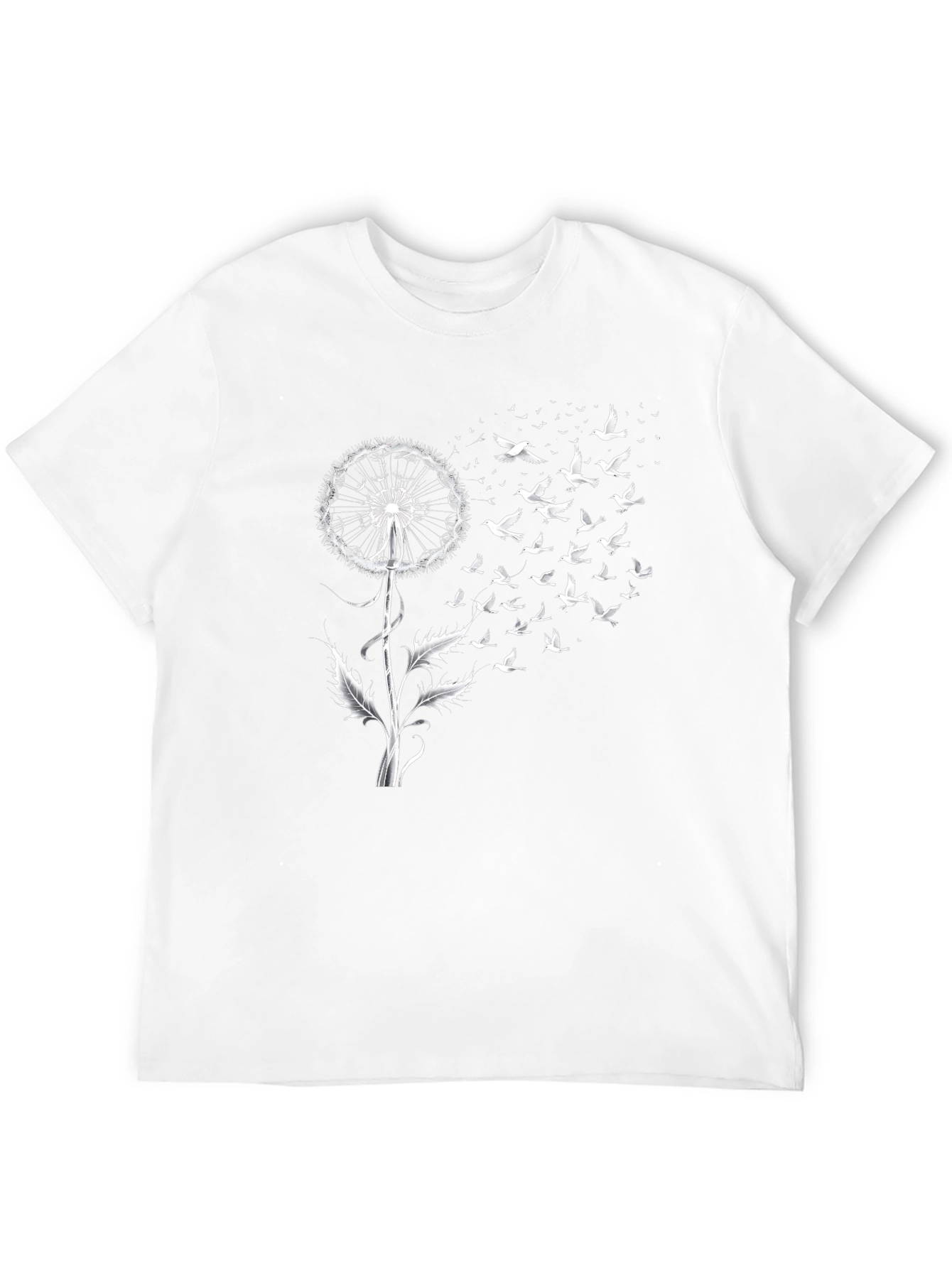 Black Dandelion Bird T-Shirt - Fly Away Tee view 12