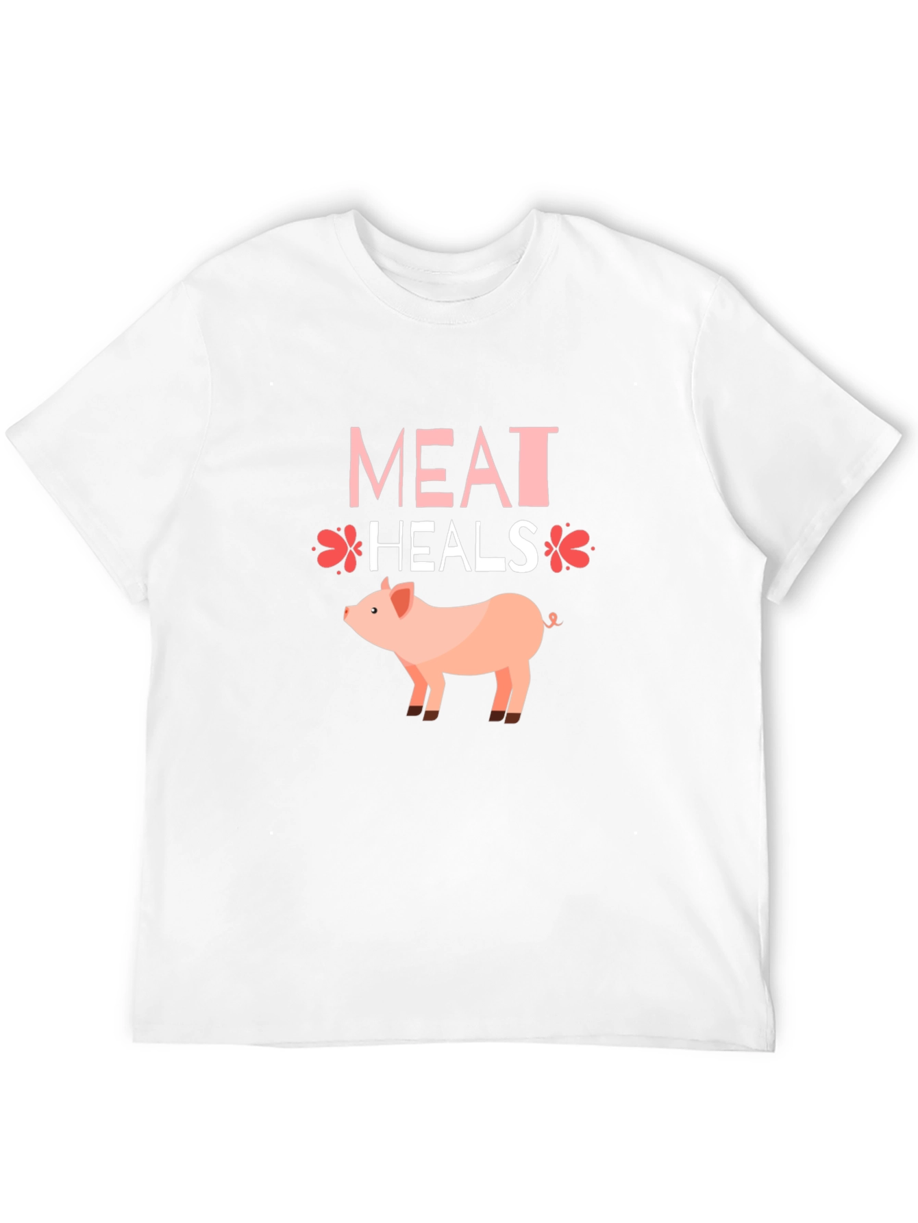 Black Meat Heals Pig Graphic T-Shirt, Black Tee view 12