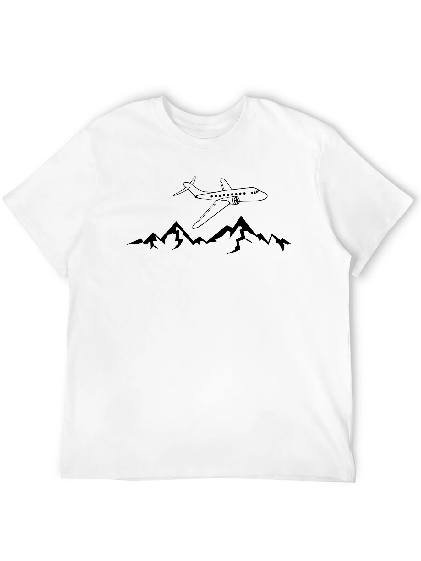 Black Mountain Airplane T-Shirt - Black Cotton Tee view 12