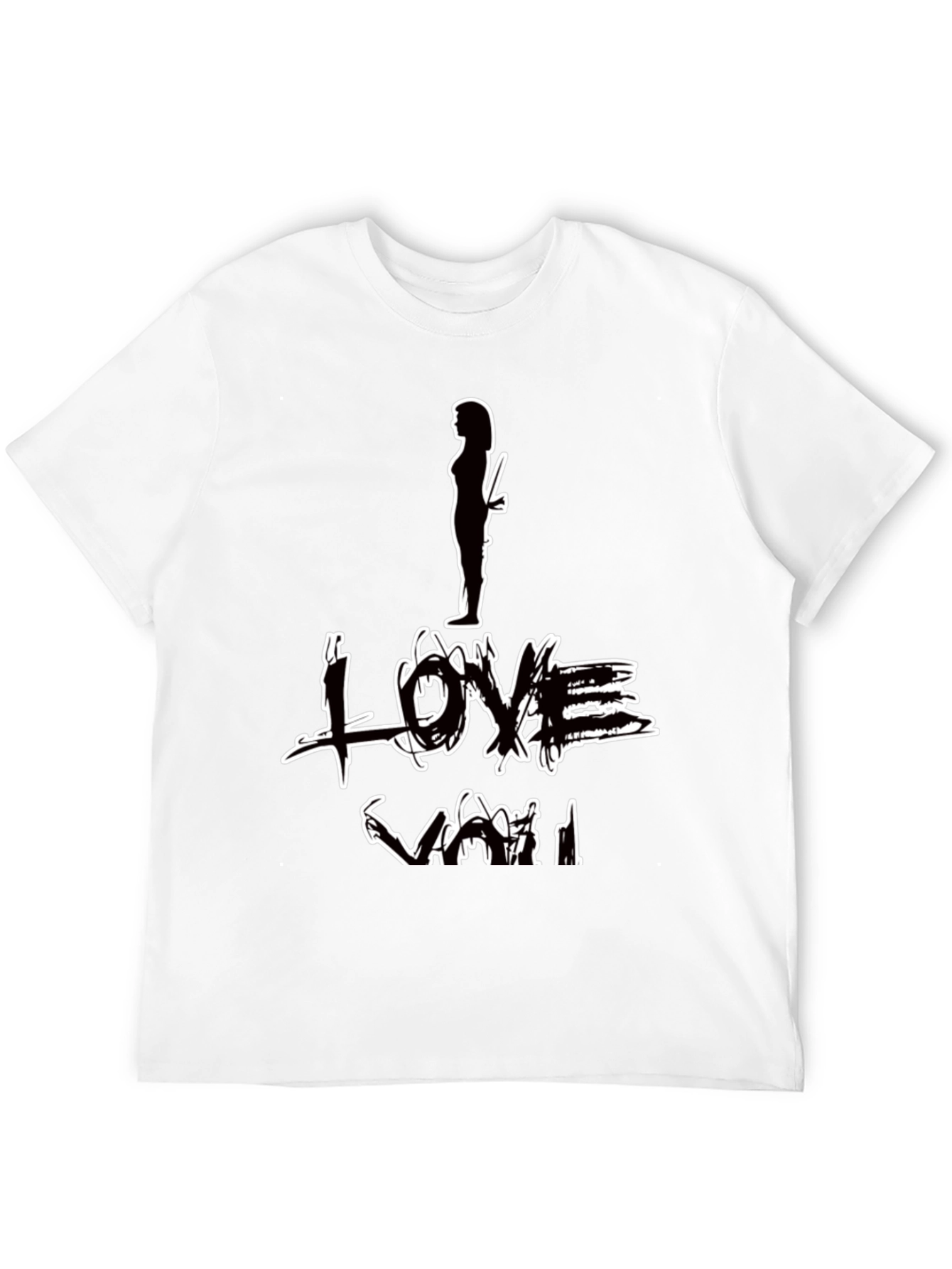 Black I Love You Graphic Print Black T-Shirt view 12