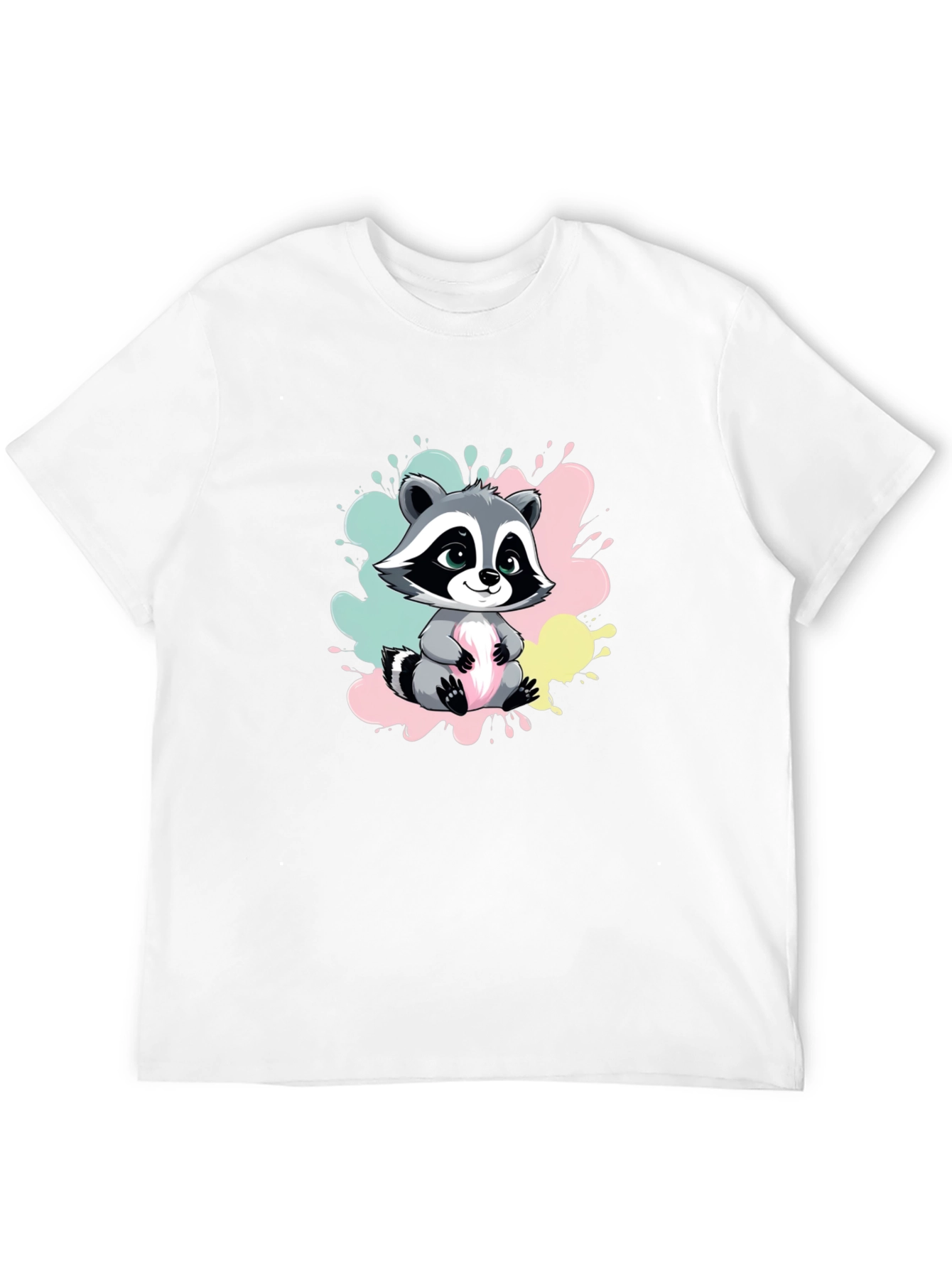 Black Cute Raccoon Graphic Tee - Soft Cotton Blend view 12