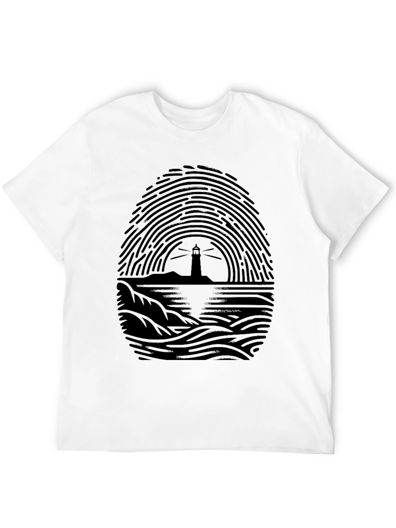 Black Lighthouse Fingerprint Graphic Tee - Black view 12