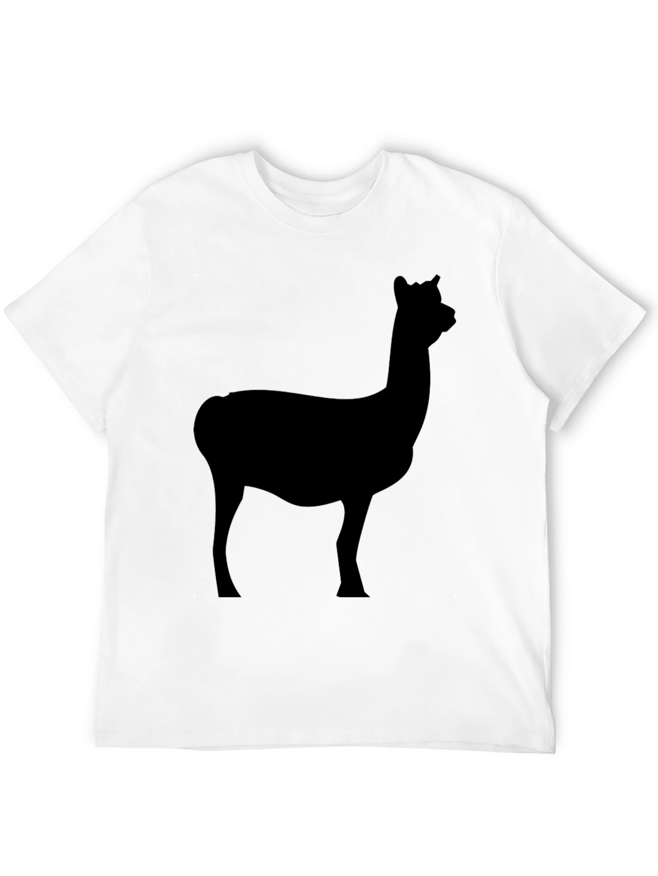 Black Men's Black T-Shirt with Alpaca Silhouette Graphic view 12