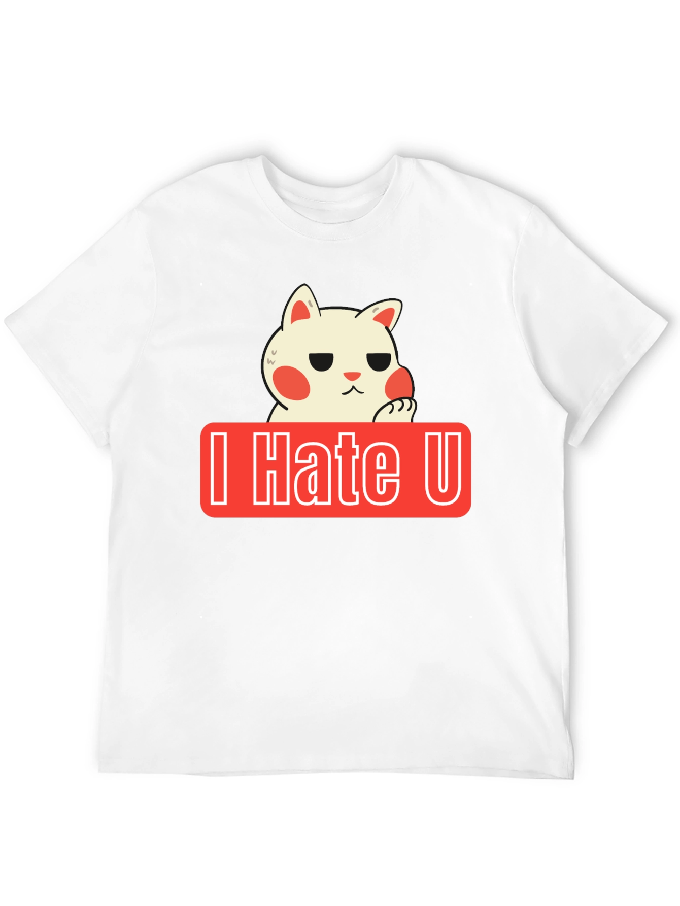 Black I Hate U Cat Graphic Tee - Funny Novelty Shirt view 12