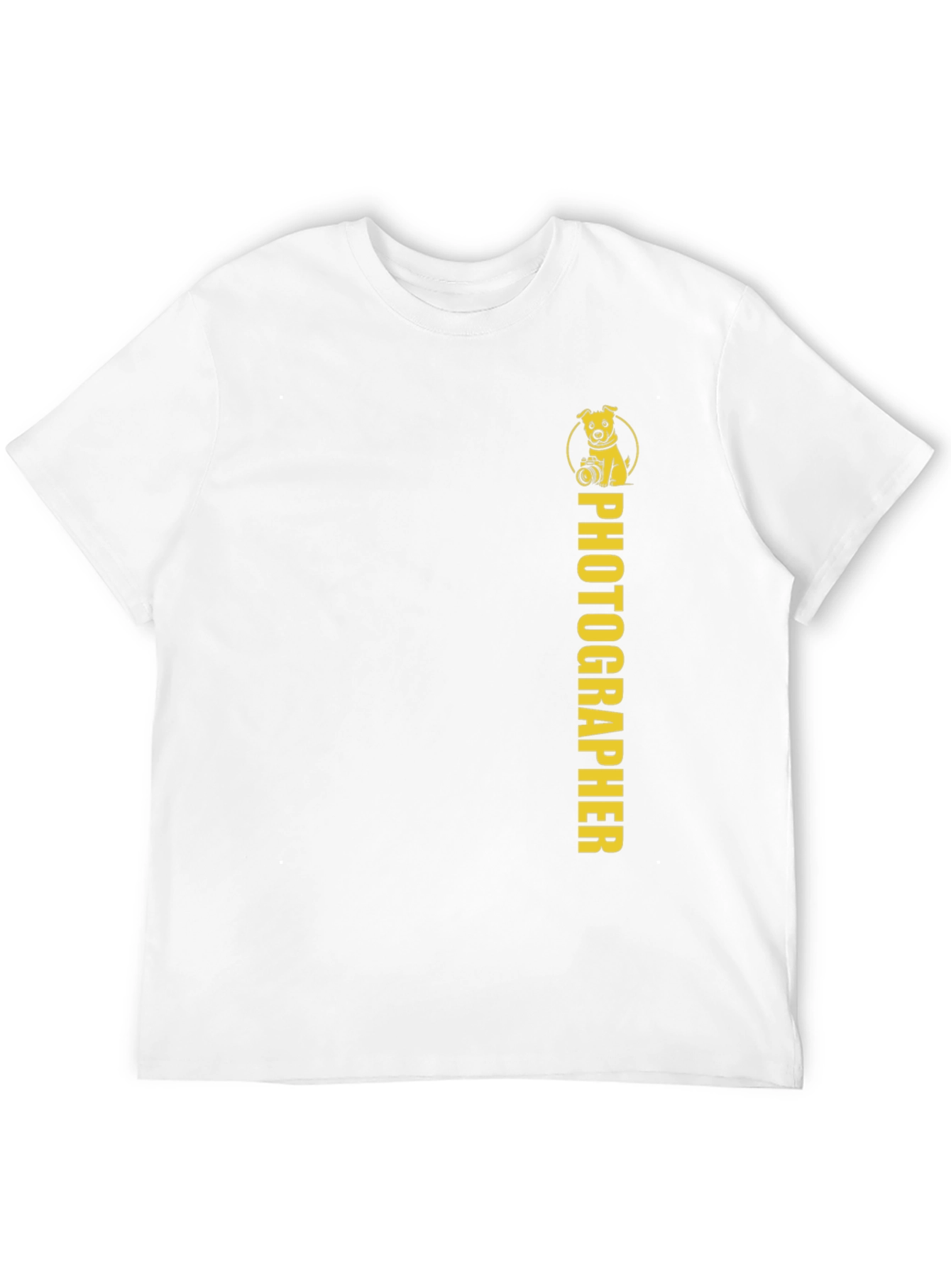 Black Photographer Dog Graphic Tee - Black Cotton T-Shirt view 12