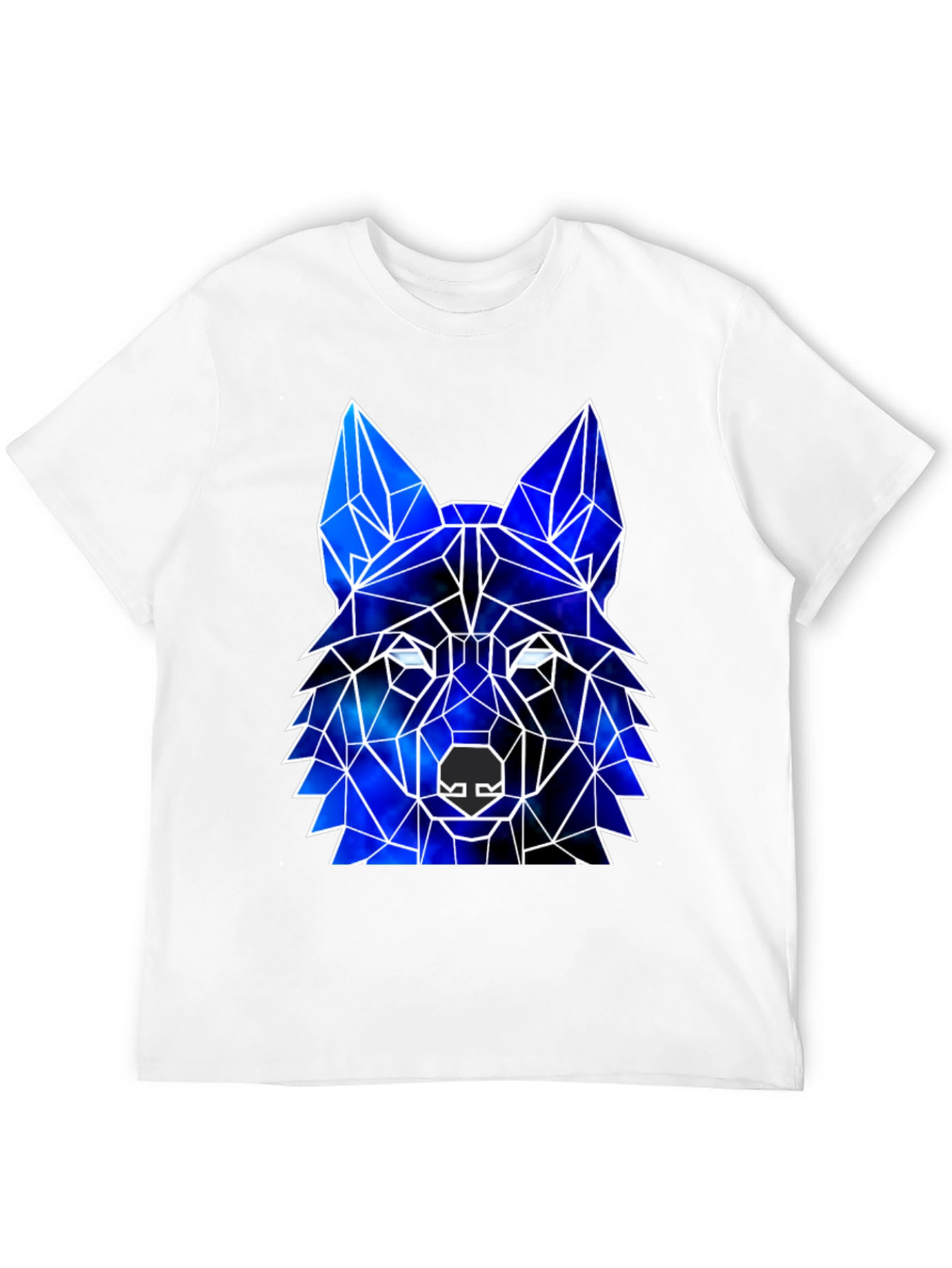 Black Geometric Wolf Galaxy Black T-Shirt view 12