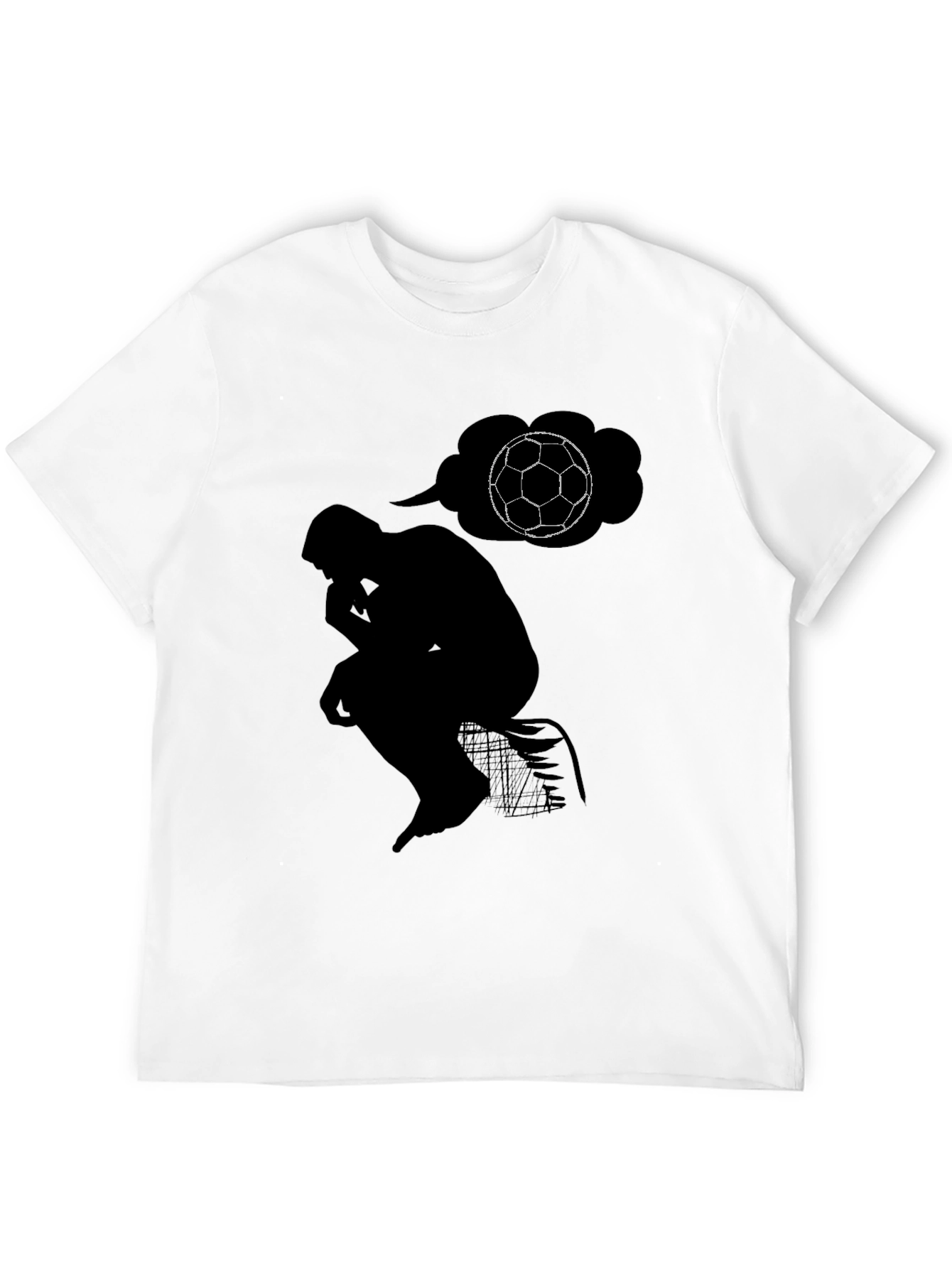 Black The Thinker Soccer T-Shirt - Black Cotton Tee view 12