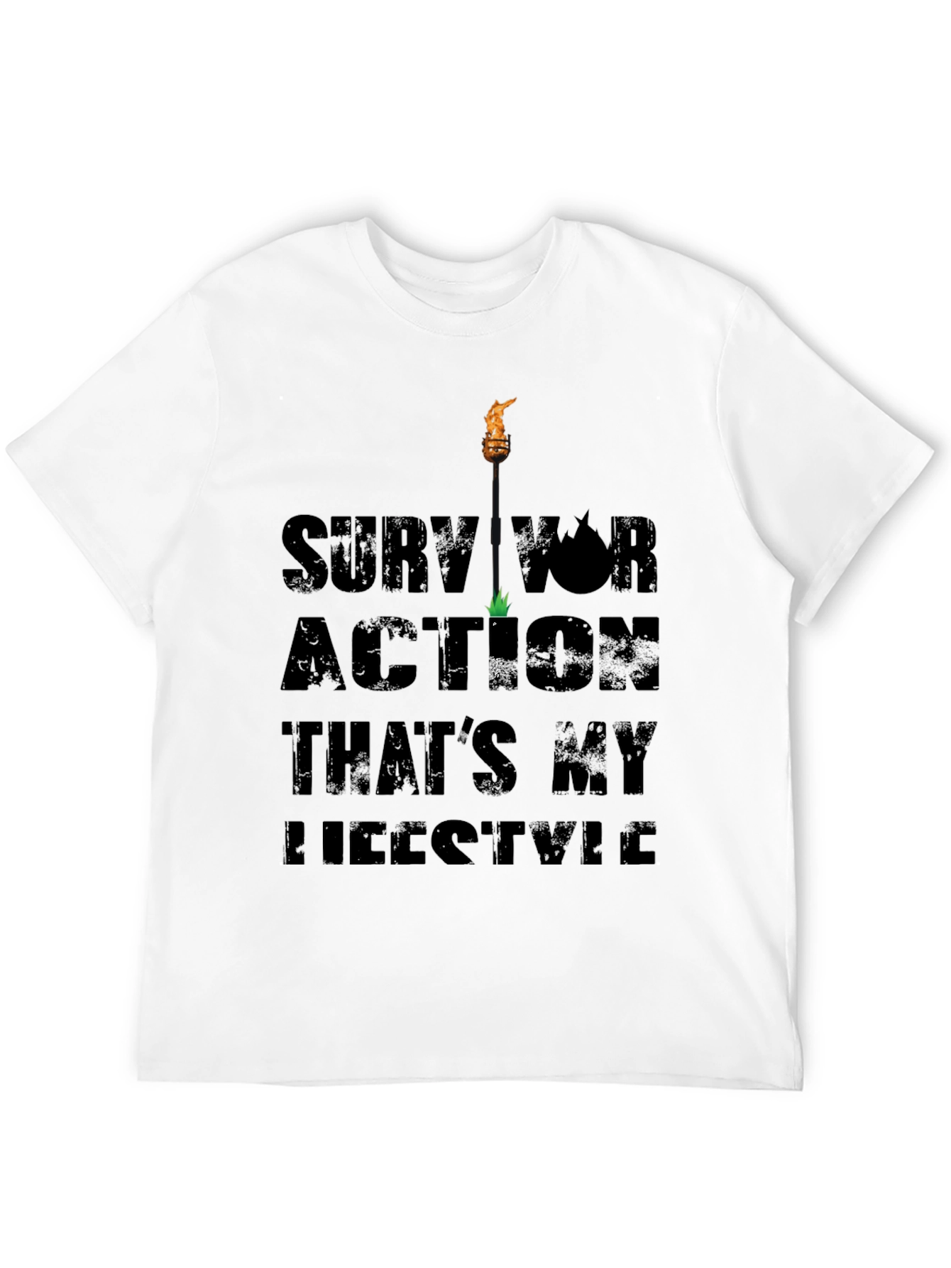 Black Survivor Action Lifestyle Graphic Print Black T-Shirt view 12