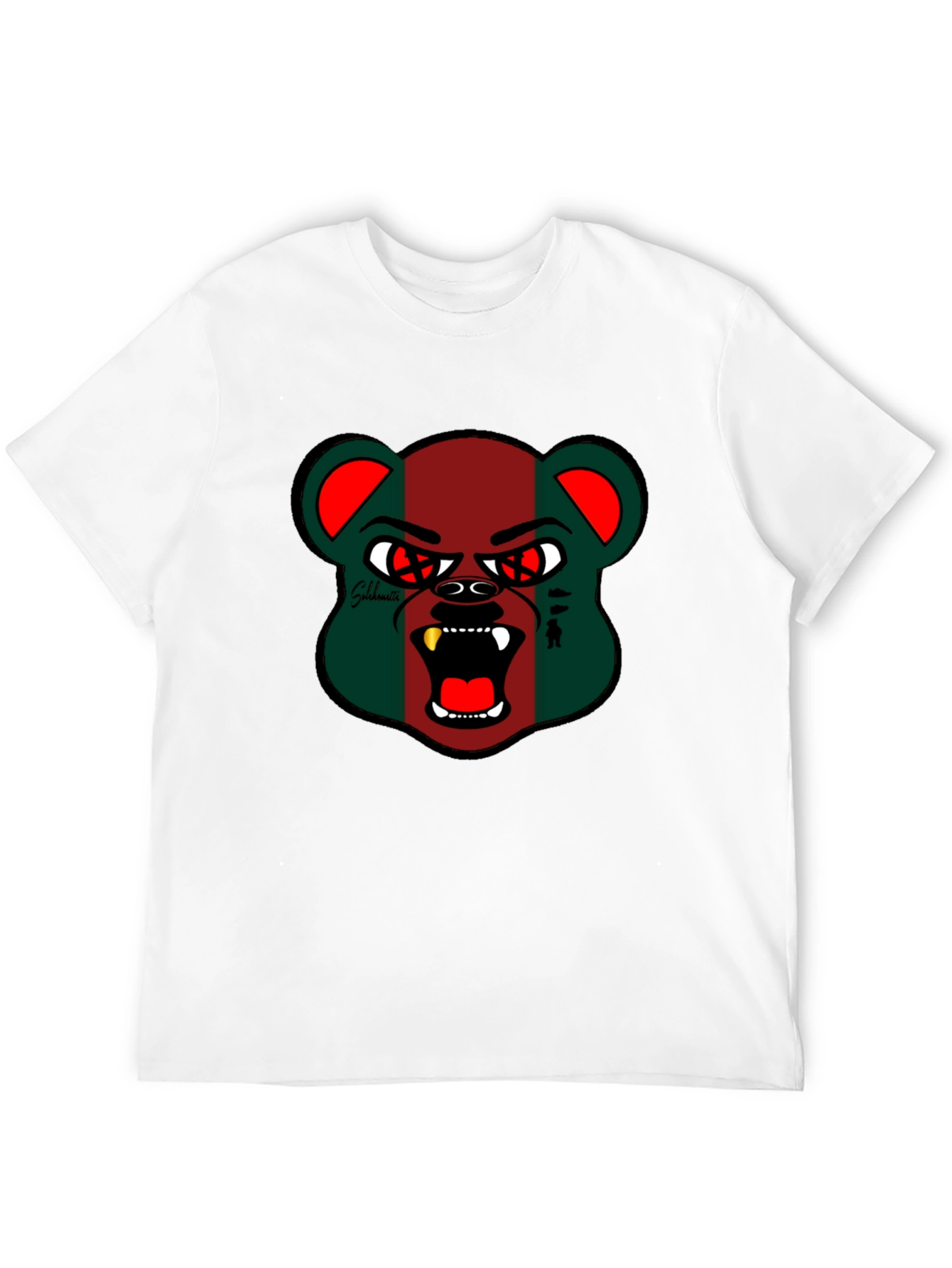 Black Men's Black Graphic Tee - Bear Design view 12