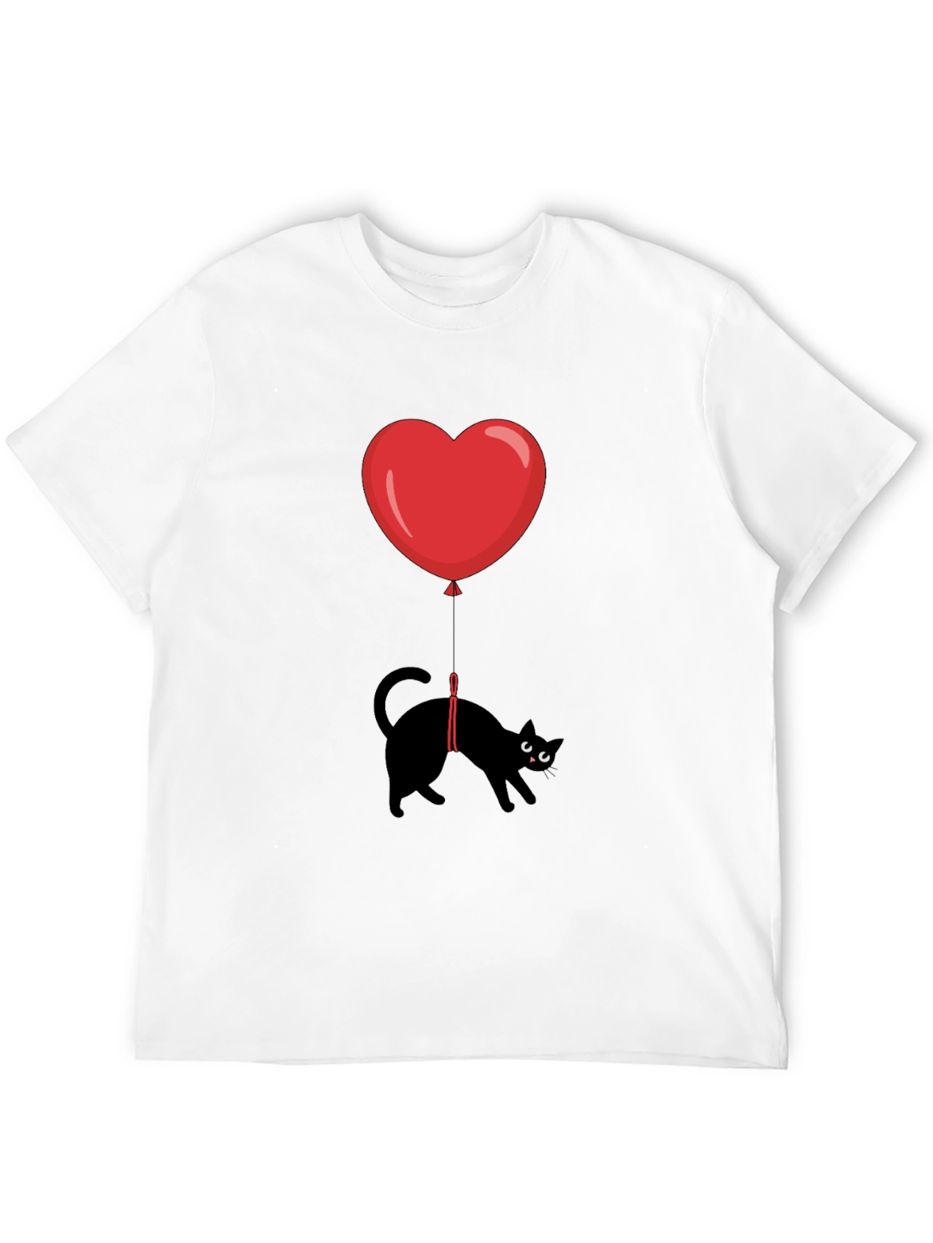 Black Black Cat Heart Balloon T-Shirt view 12