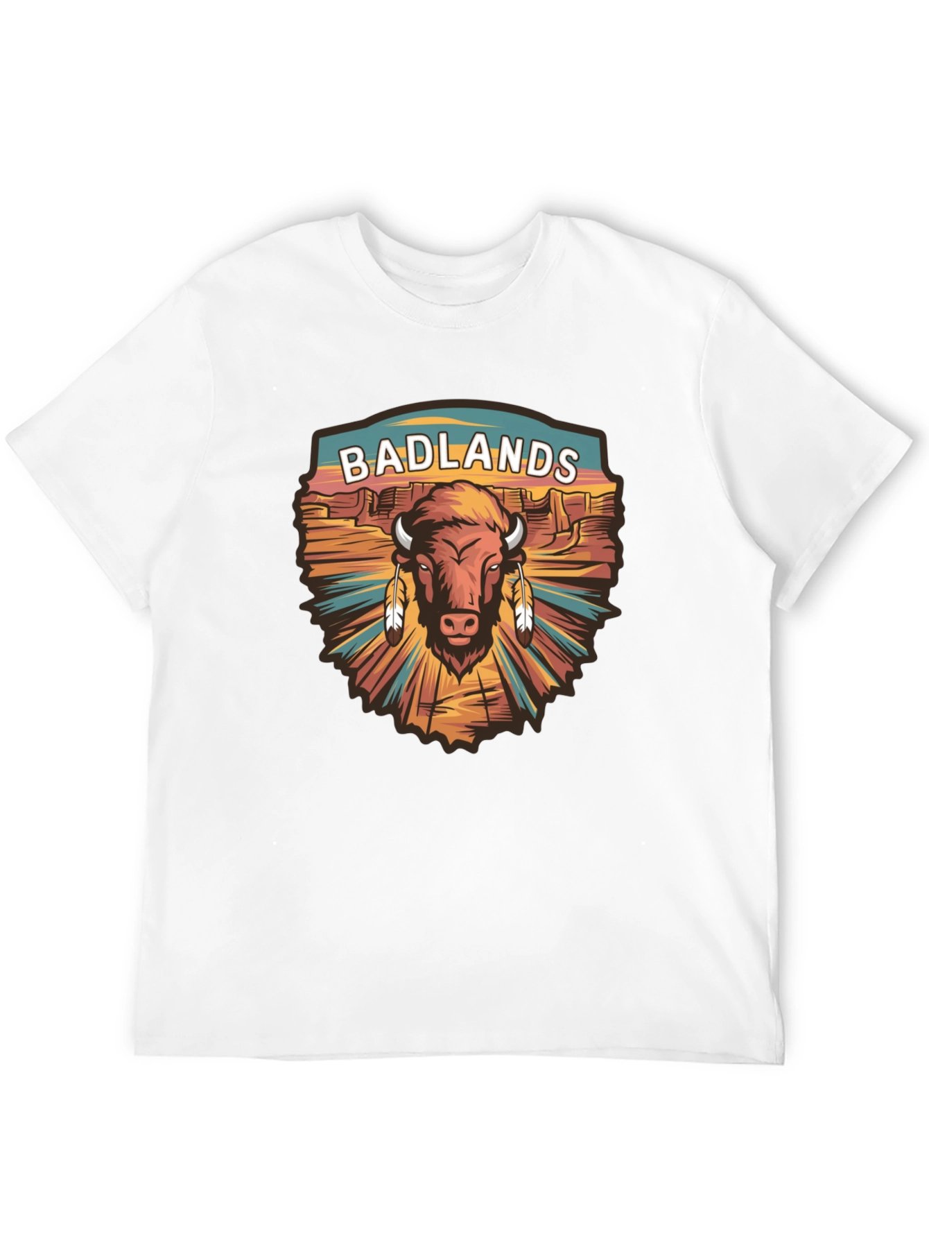 Black Badlands Bison Graphic Tee - Black Cotton T-Shirt view 12