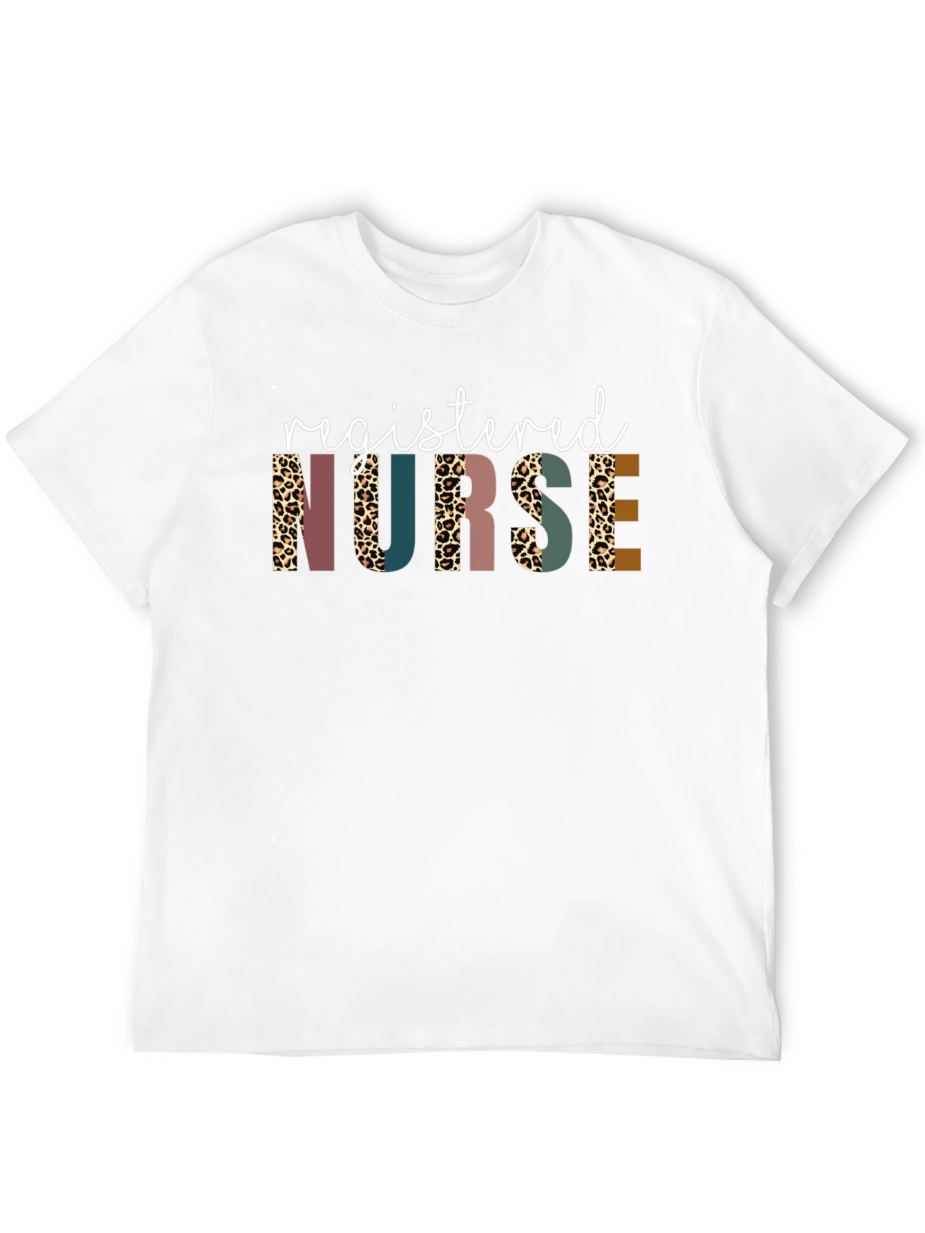 Black Registered Nurse Leopard Print Graphic T-Shirt view 12