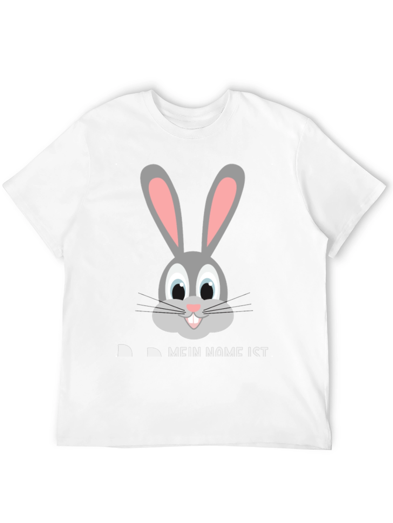 Black Funny Rabbit Face T-Shirt - "My Name Is..." Design view 12