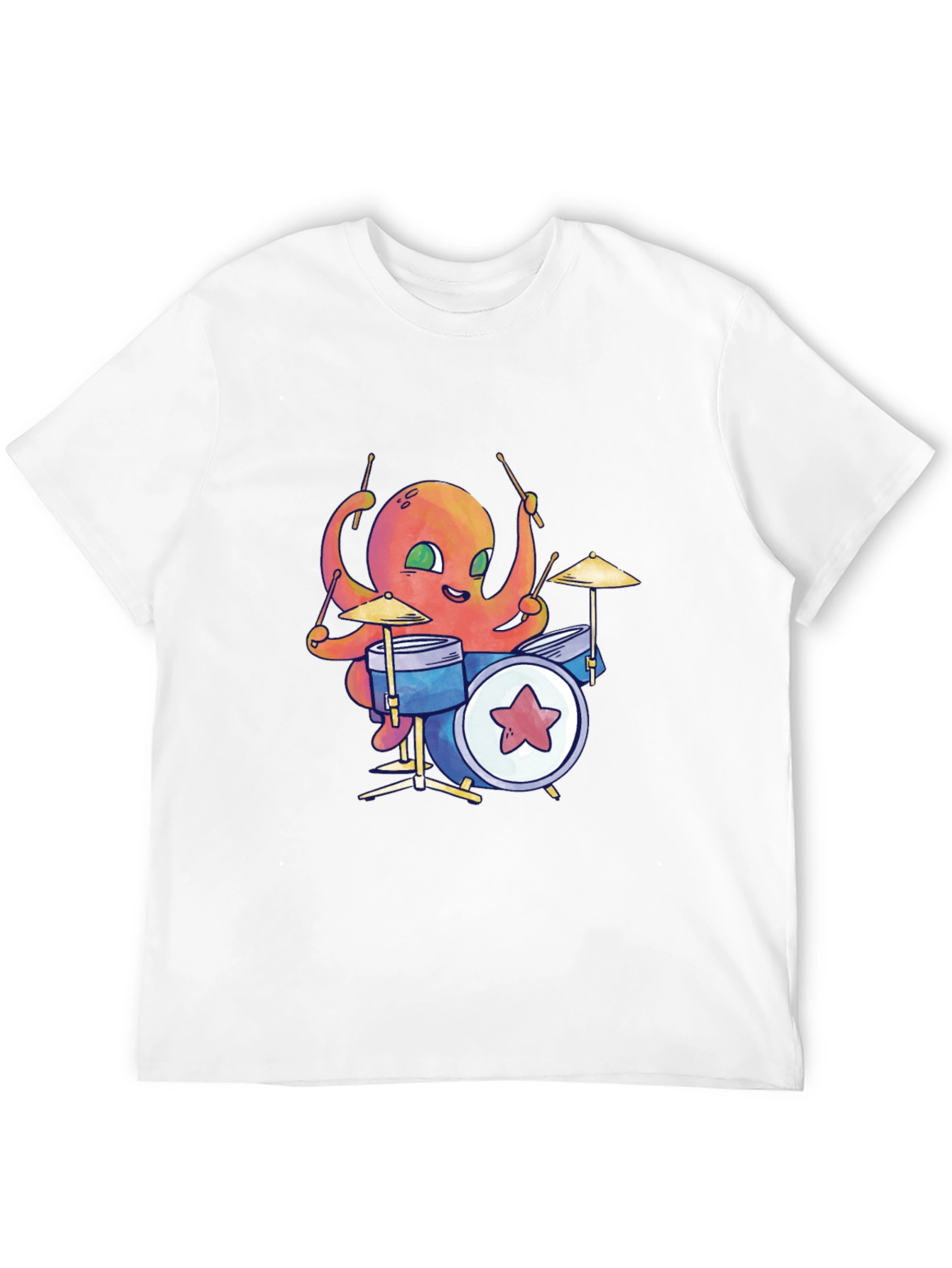 Black Octopus Drummer Black T-Shirt view 12