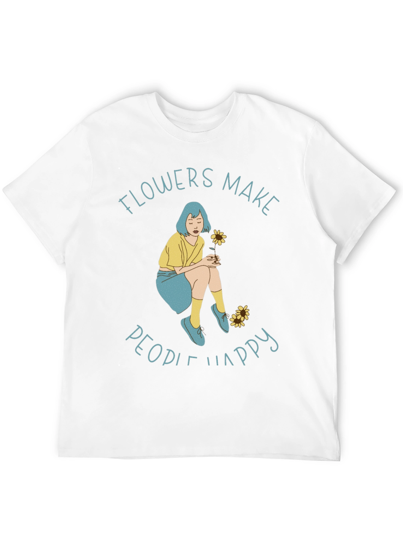 Black Flowers Make People Happy Graphic Tee view 12